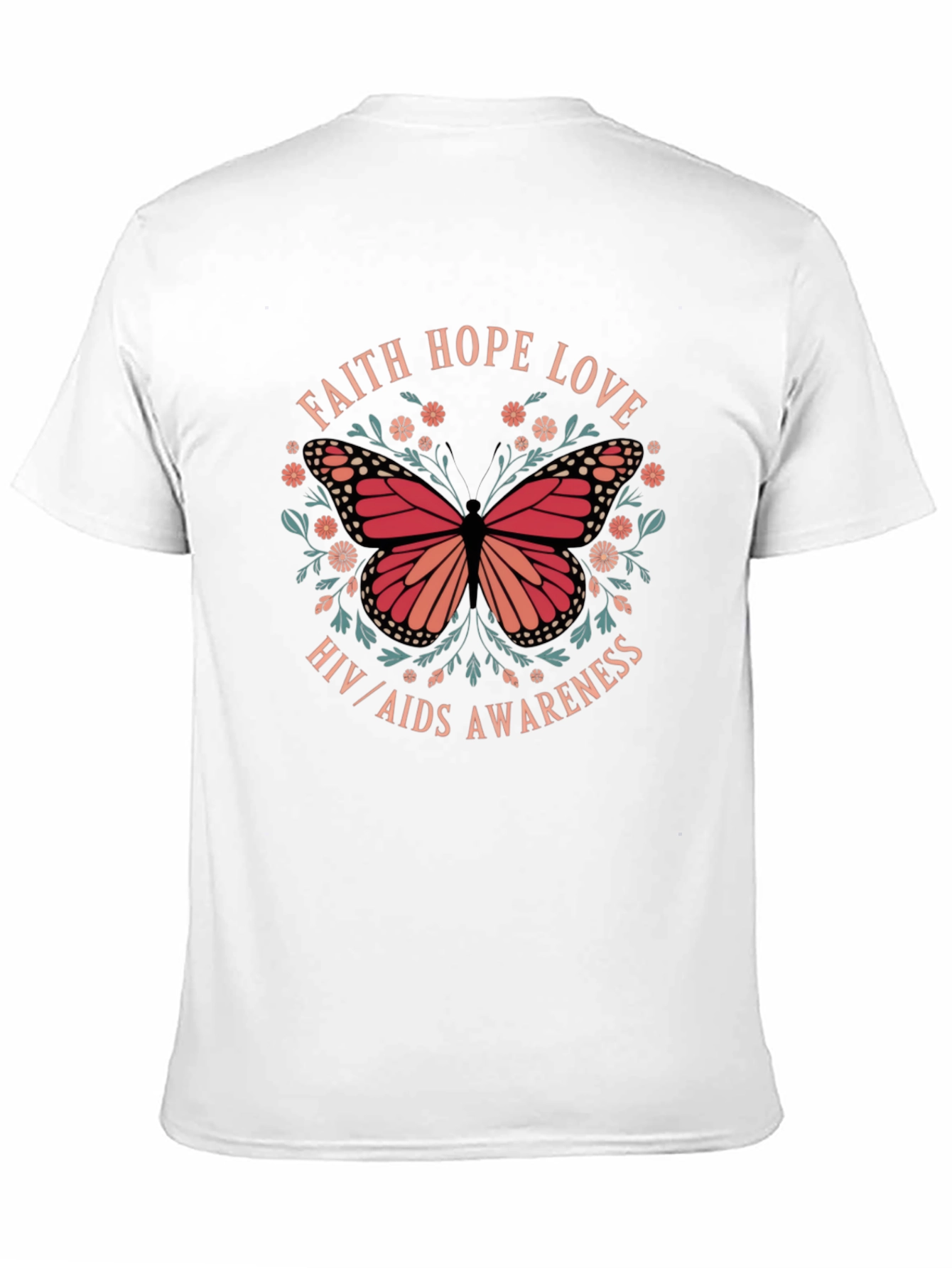 Faith Hope Love HIV/AIDS Awareness Butterfly T-Shirt