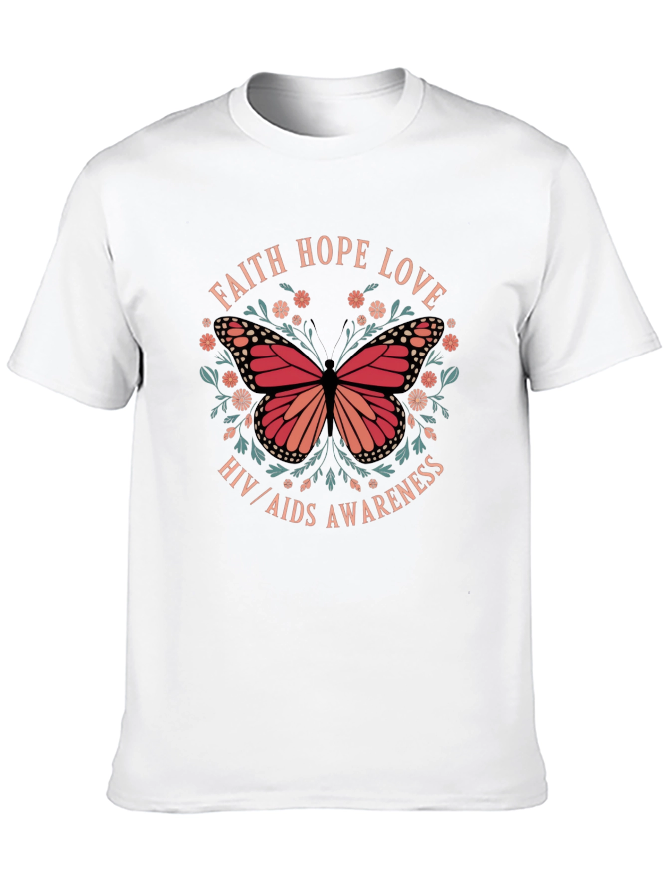 Faith Hope Love HIV/AIDS Awareness Butterfly T-Shirt