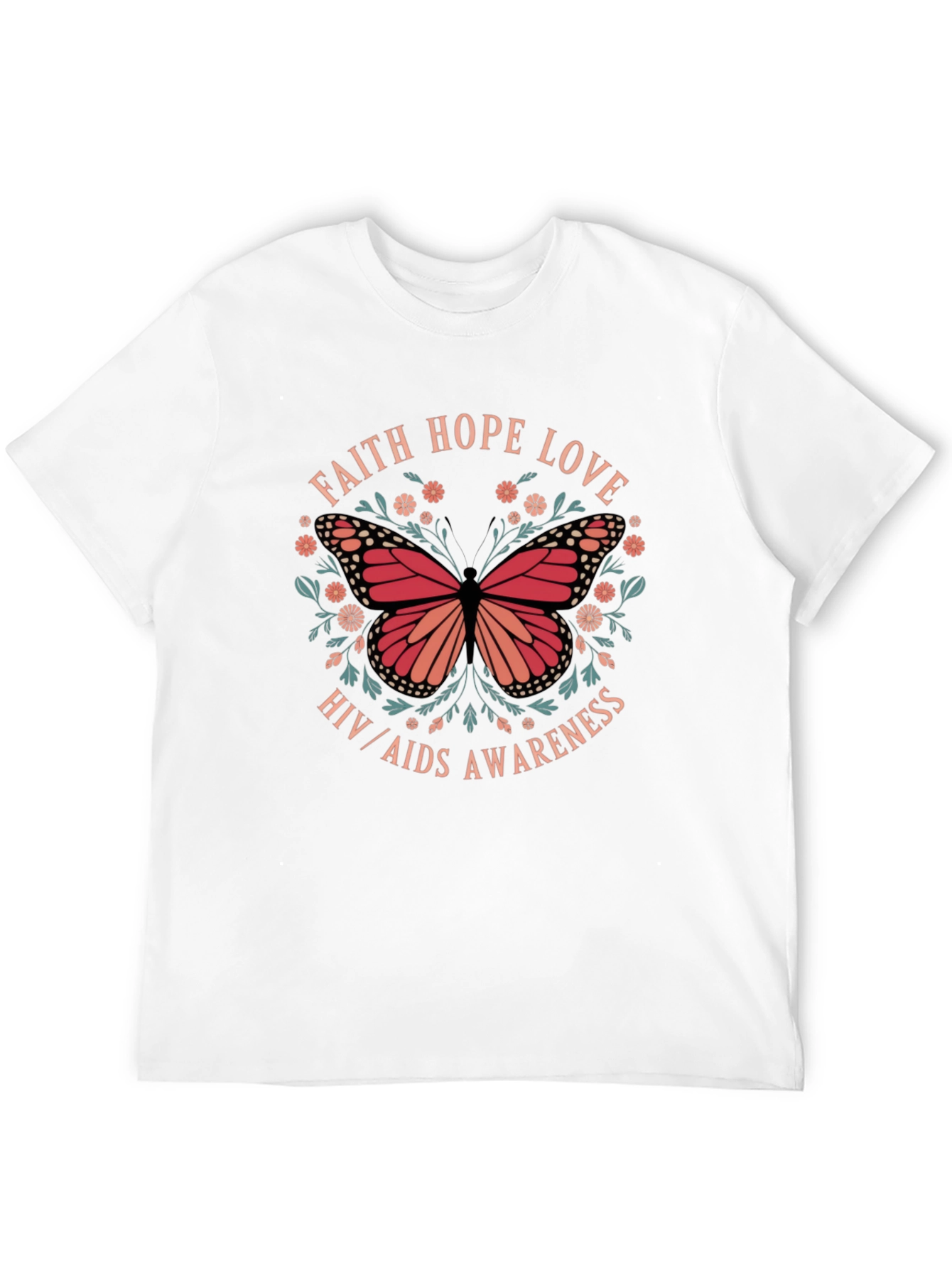 Faith Hope Love HIV/AIDS Awareness Butterfly T-Shirt