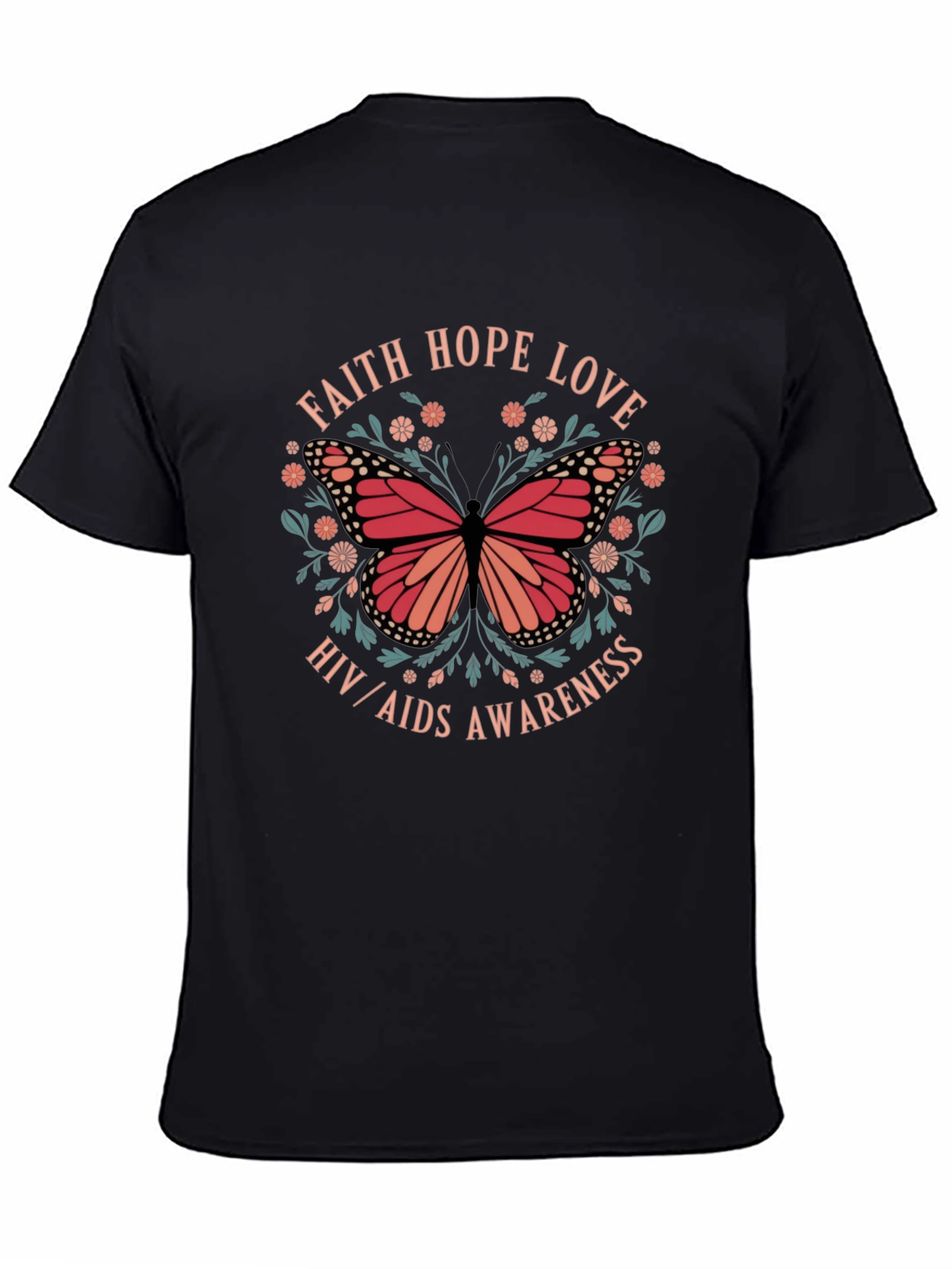 Faith Hope Love HIV/AIDS Awareness Butterfly T-Shirt