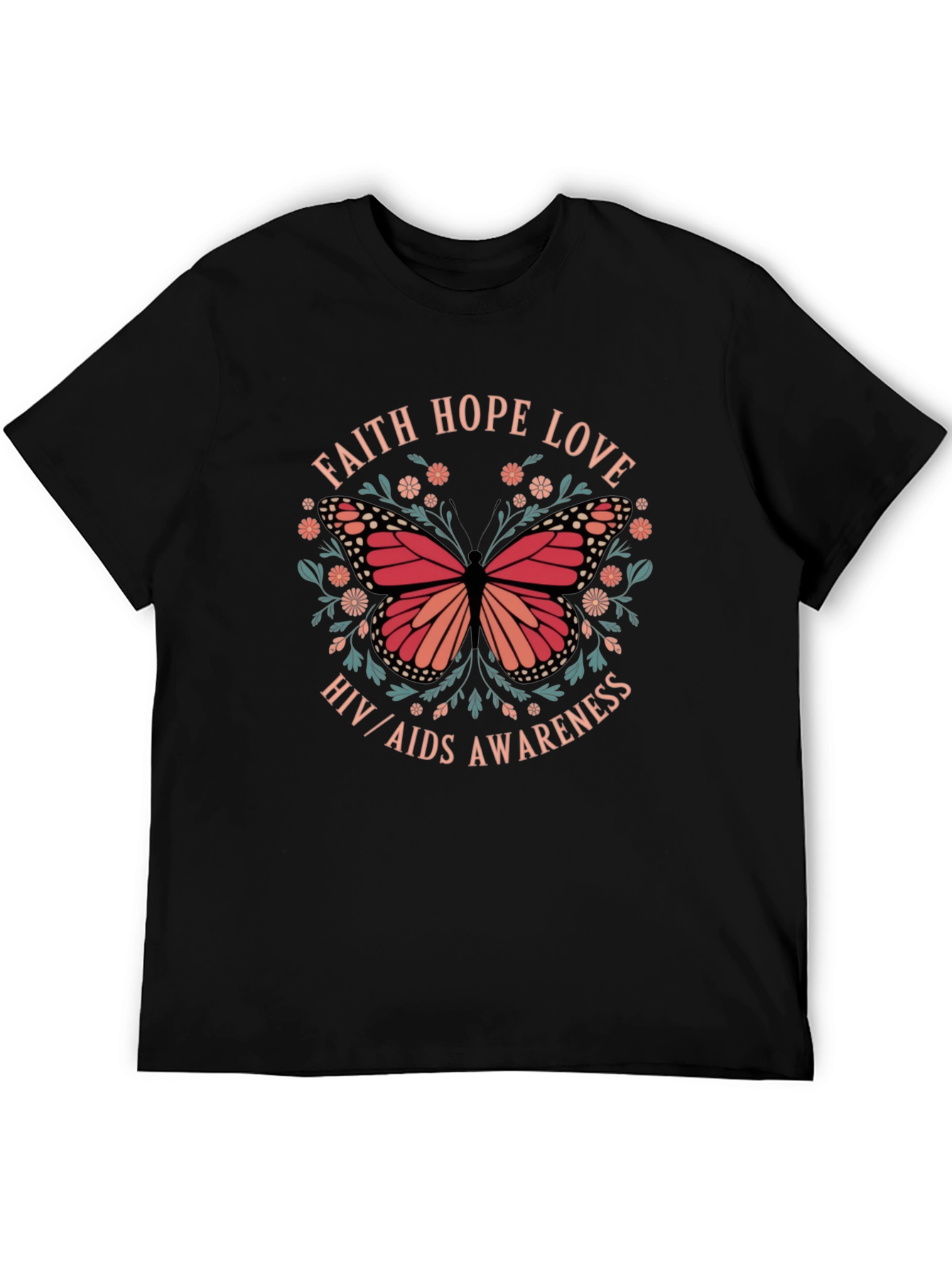 Faith Hope Love HIV/AIDS Awareness Butterfly T-Shirt
