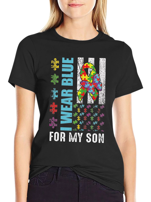 I Wear Blue For My Son Autism Awareness T-Shirt