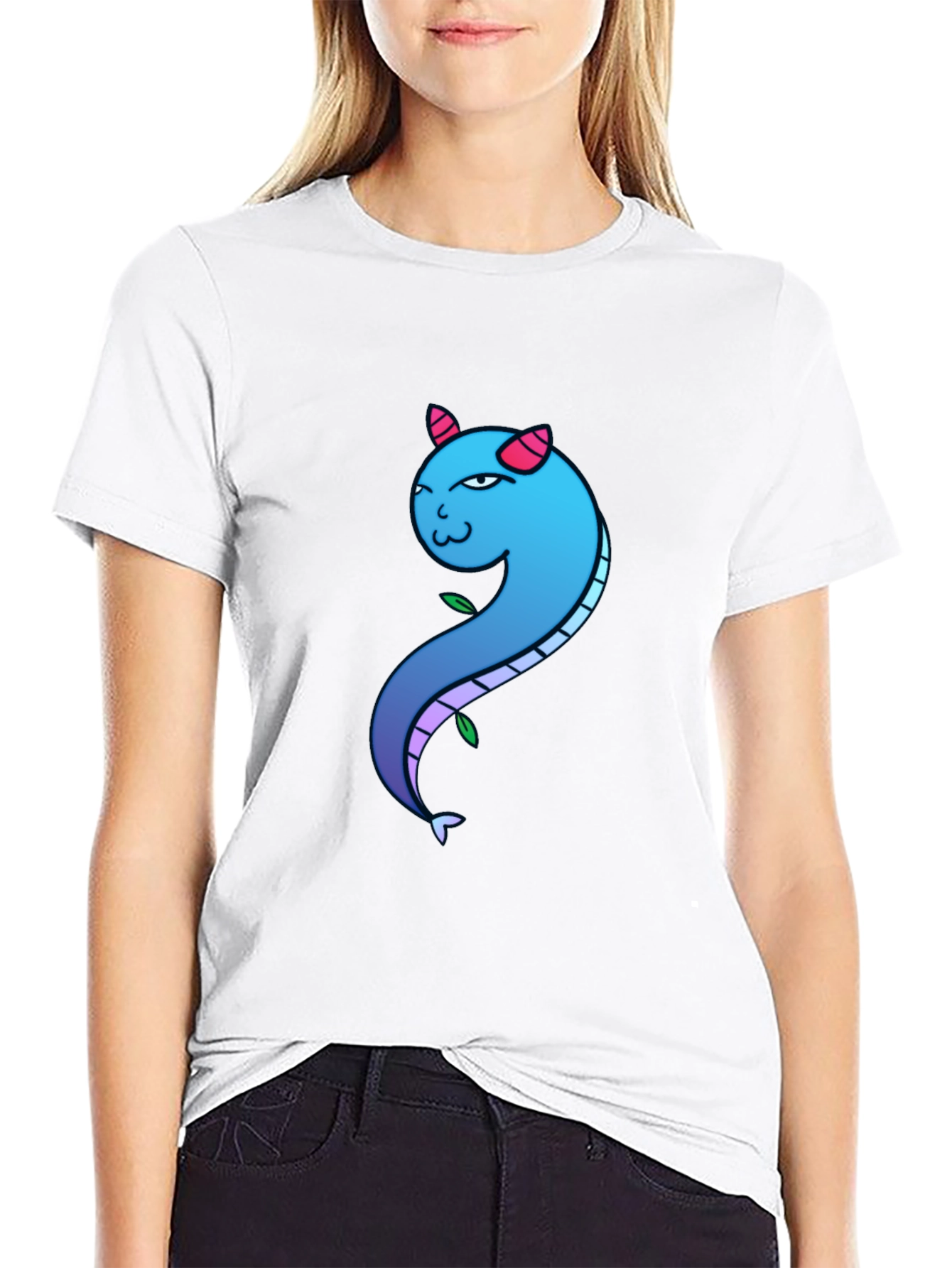 Blue Gradient Dragon Graphic Tee - Mens Black T-Shirt
