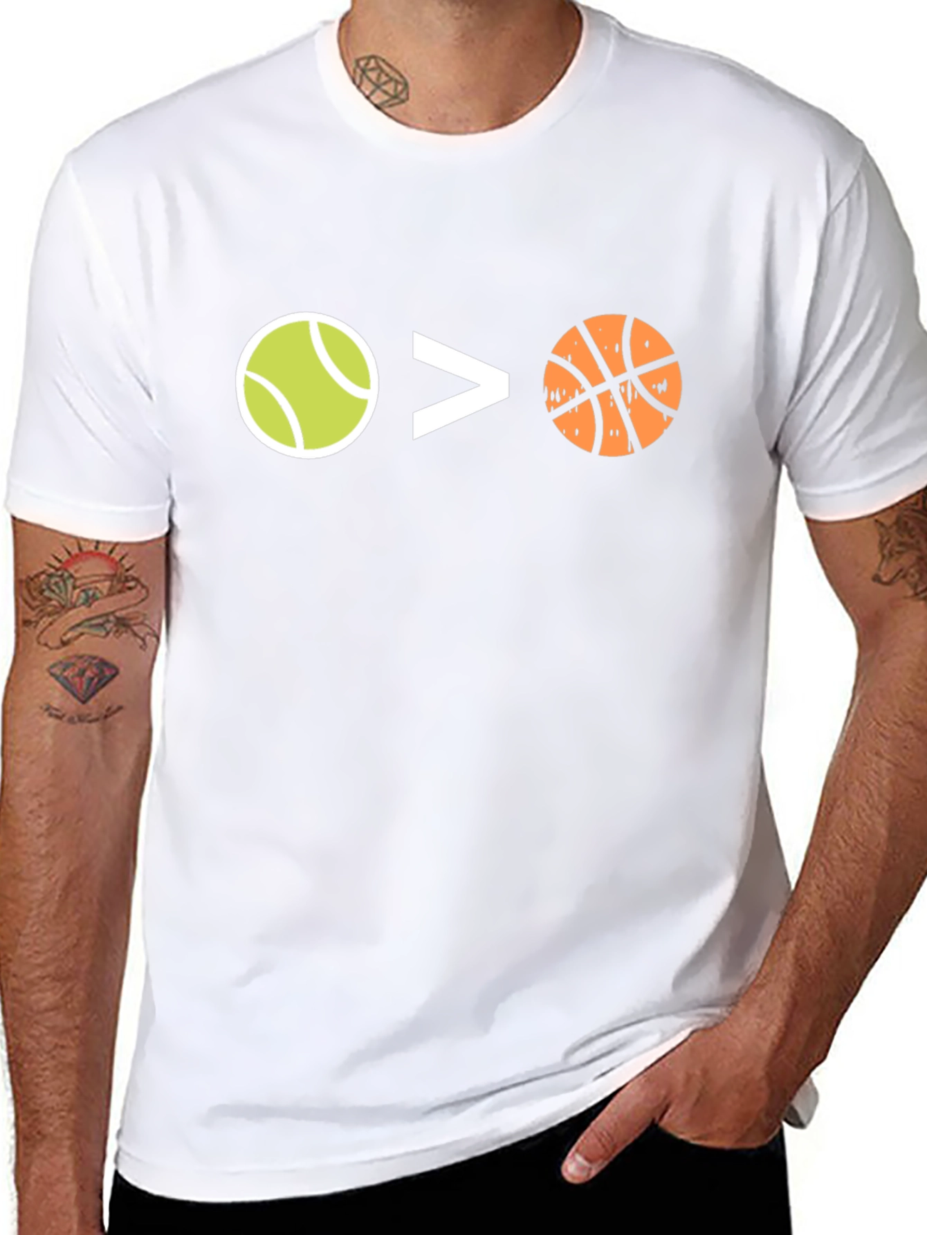 Tennis > Basketball Black Graphic Tee