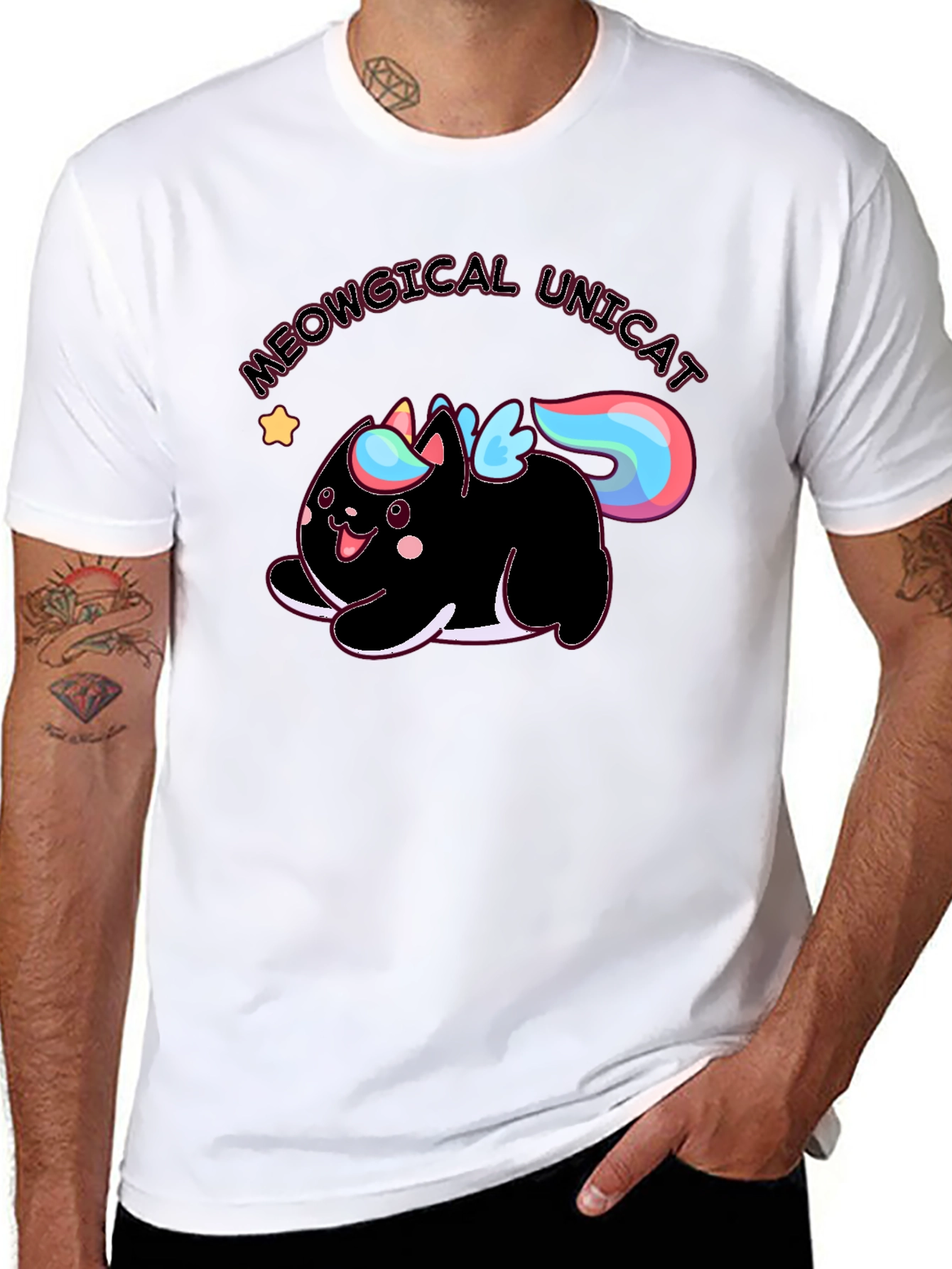 Meowgical Unicat Black Graphic Tee
