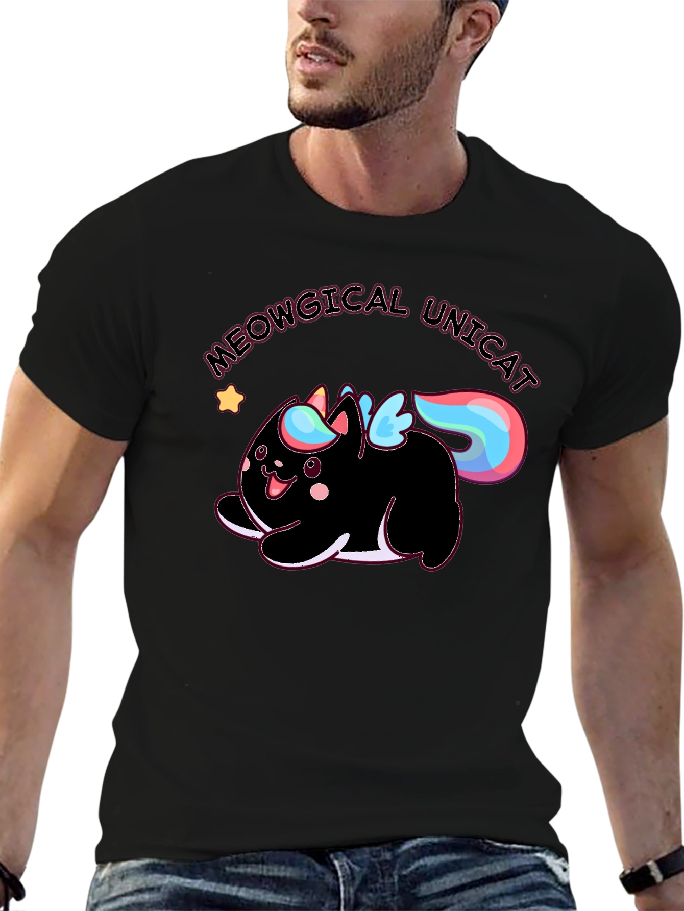 Meowgical Unicat Black Graphic Tee