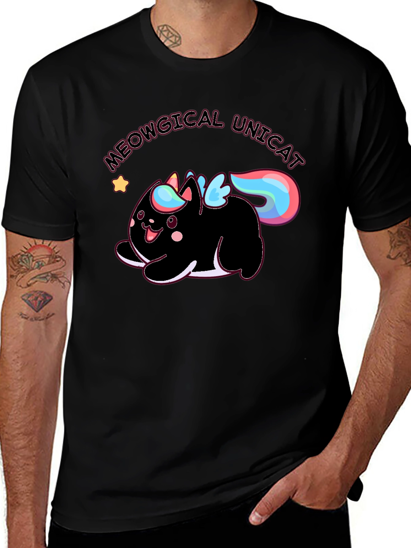 Meowgical Unicat Black Graphic Tee