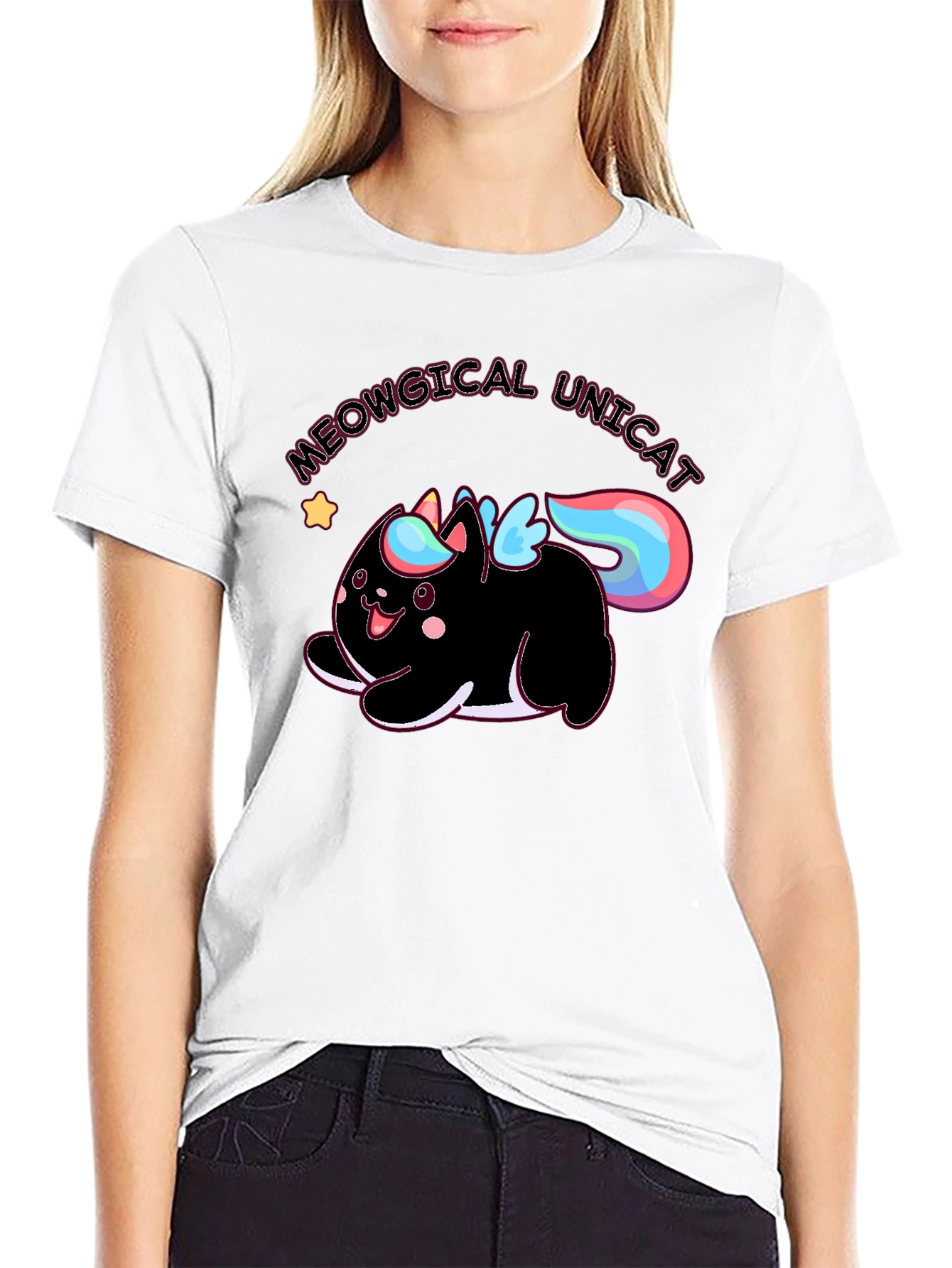 Meowgical Unicat Black Graphic Tee