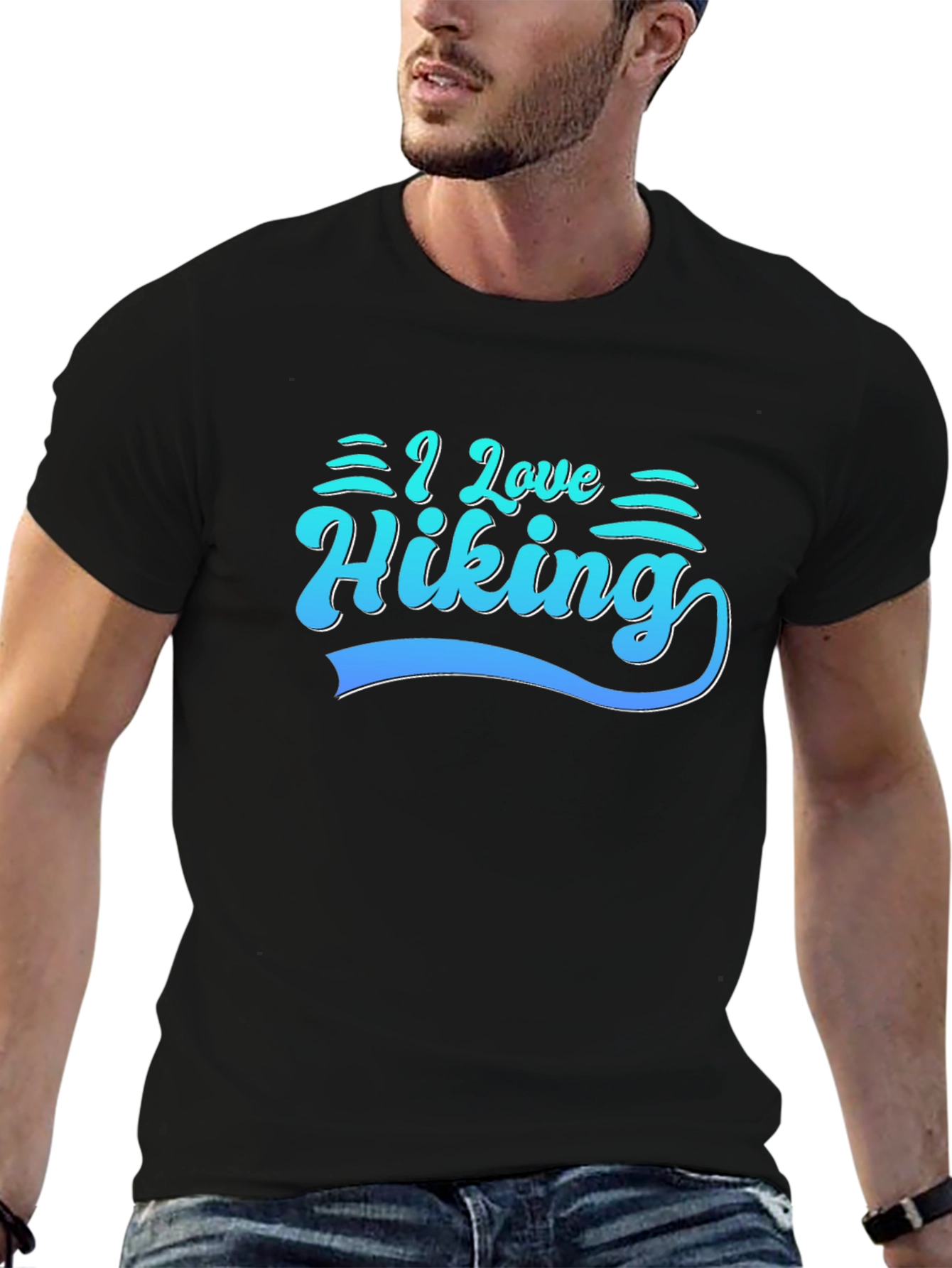 I Love Hiking Tee - Black Cotton Graphic T-Shirt