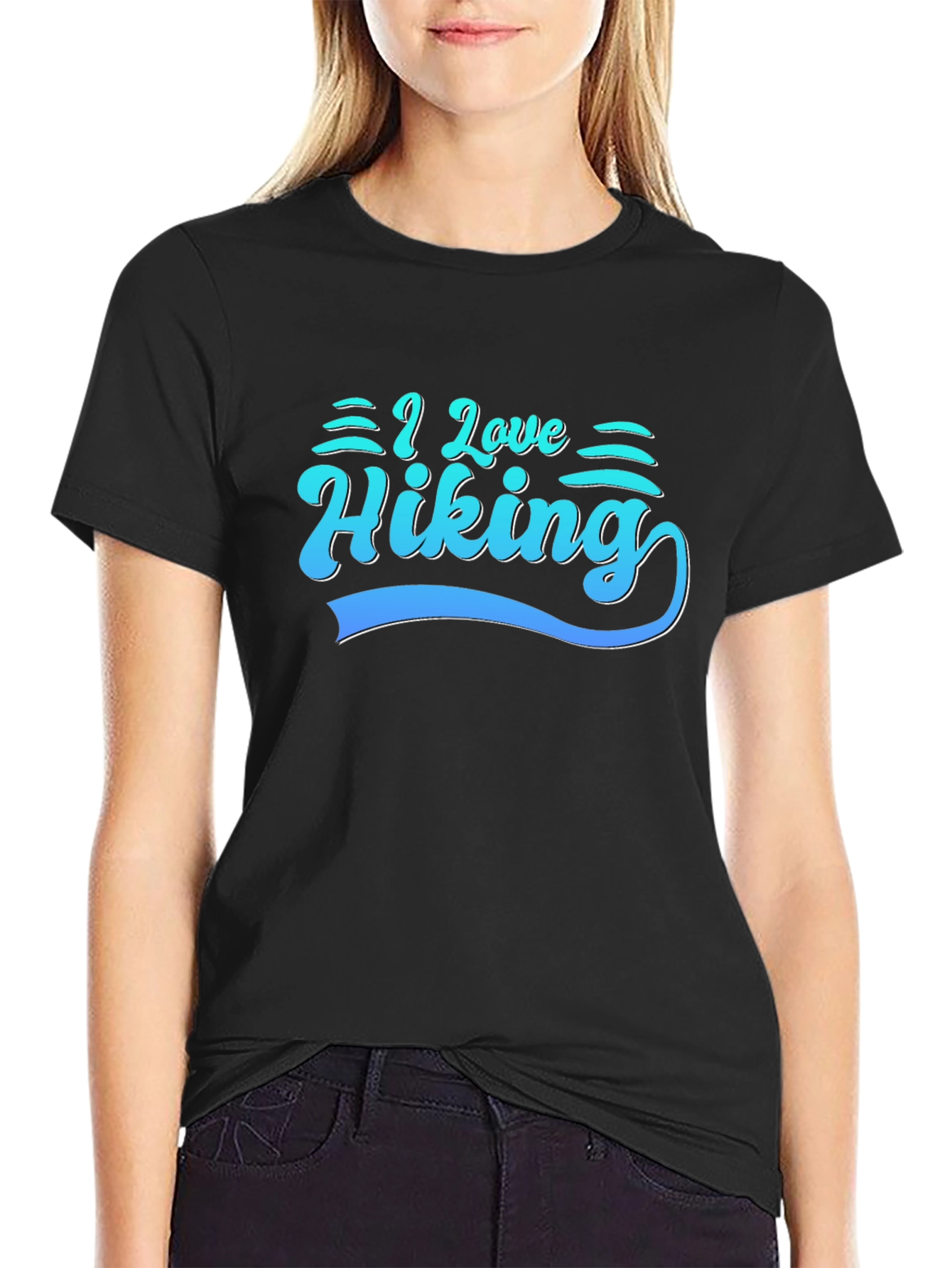 I Love Hiking Tee - Black Cotton Graphic T-Shirt