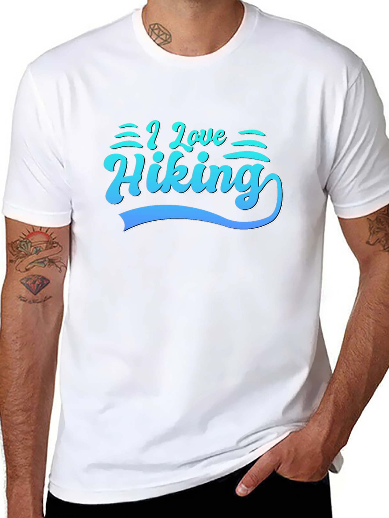 I Love Hiking Tee - Black Cotton Graphic T-Shirt