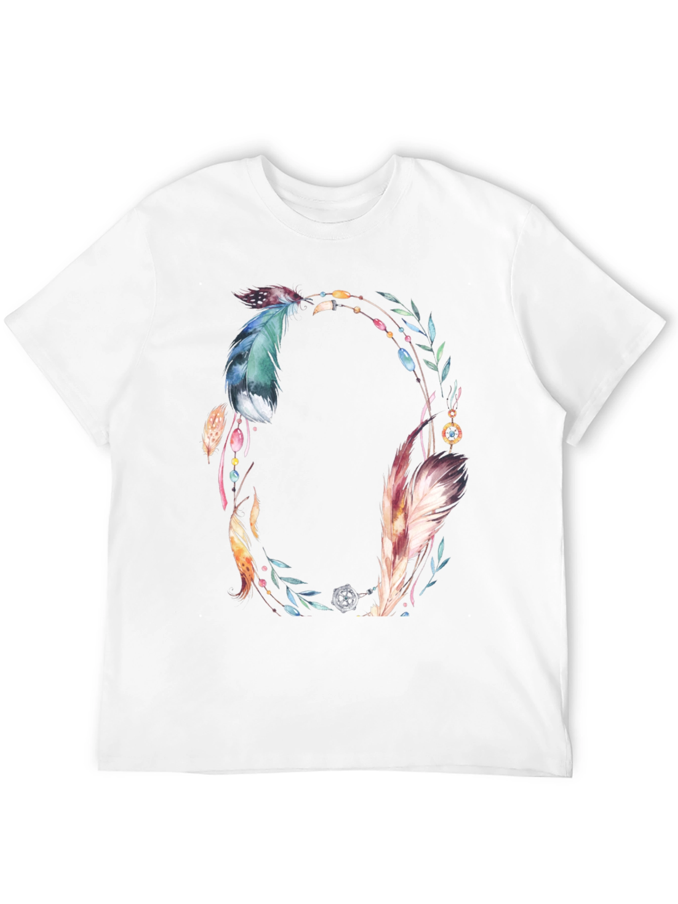 Feather Wreath Graphic Tee - Boho Style