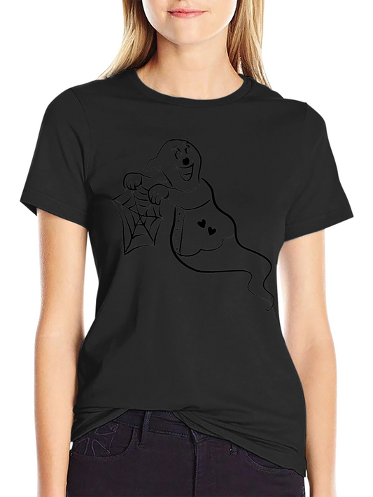 Ghost Holding Spiderweb Graphic T-Shirt
