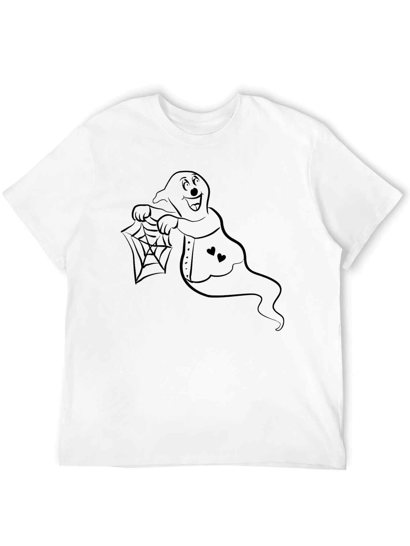 Ghost Holding Spiderweb Graphic T-Shirt