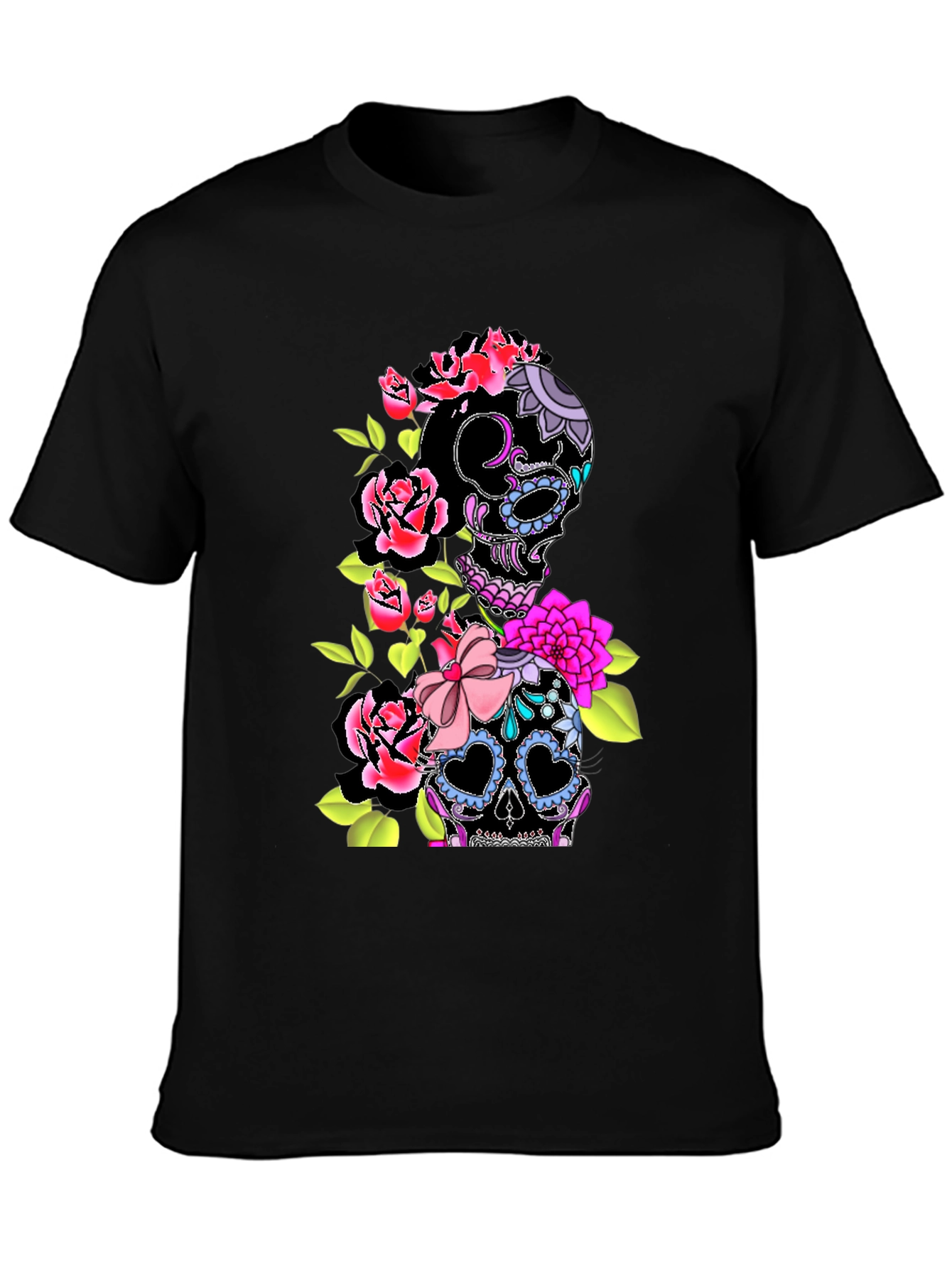 Floral Sugar Skull Graphic T-Shirt
