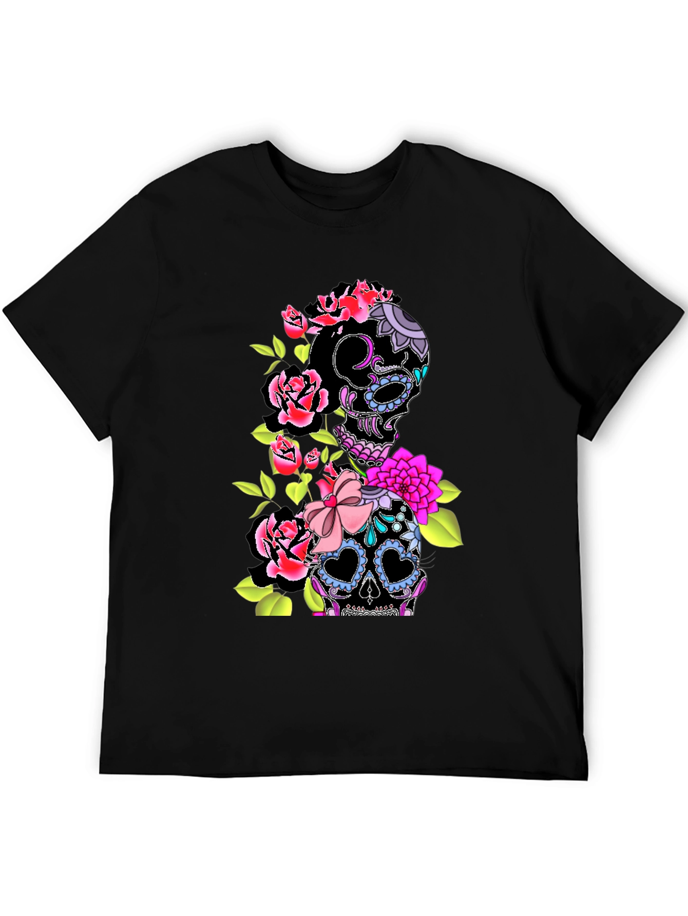 Floral Sugar Skull Graphic T-Shirt