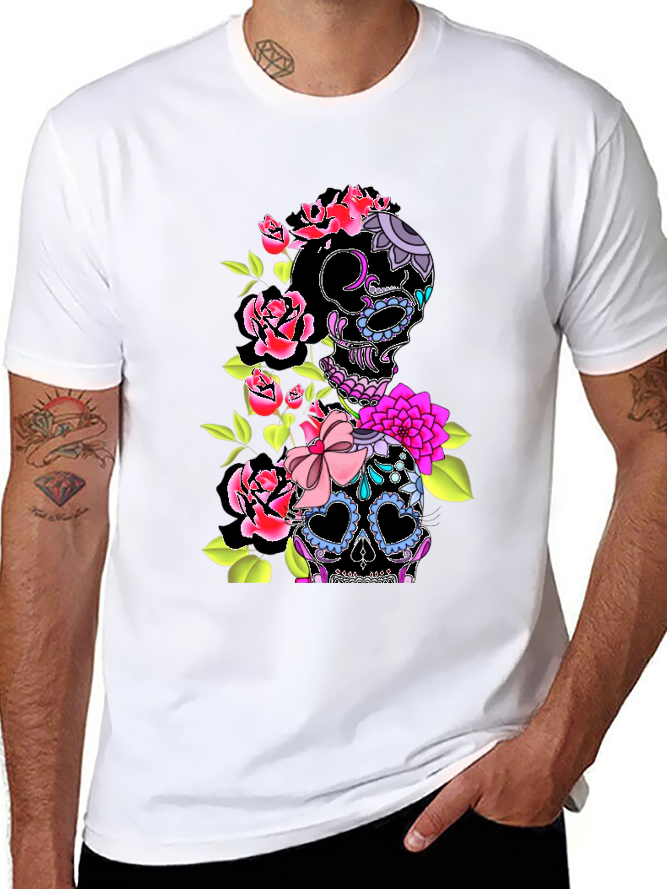 Floral Sugar Skull Graphic T-Shirt