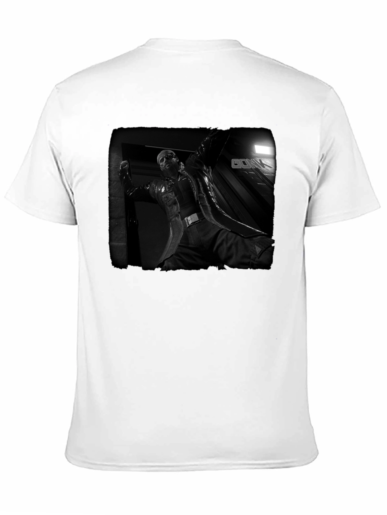 Mens Black Graphic T-Shirt - Action Movie Design