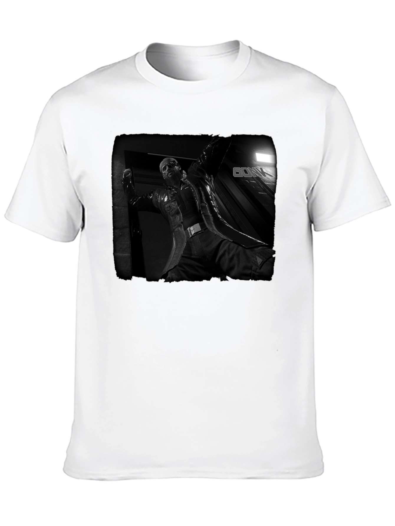 Mens Black Graphic T-Shirt - Action Movie Design