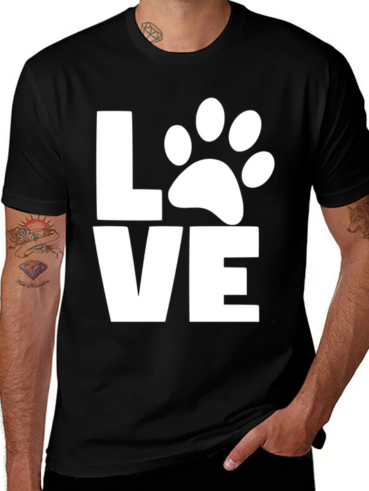 Love Dog Paw Print T-Shirt -  Unisex Black Tee