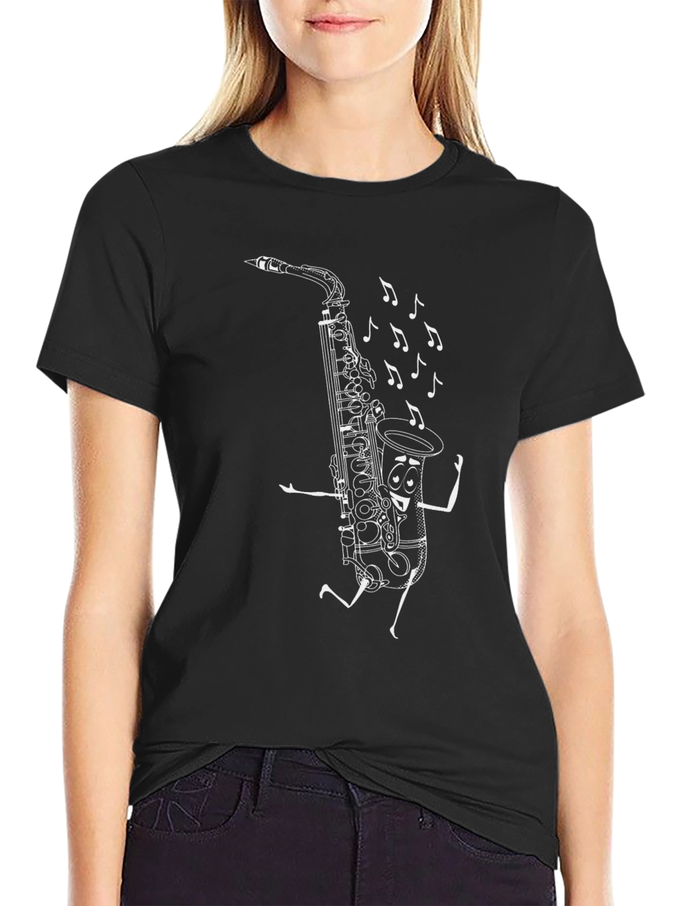 Saxophone Cartoon T-Shirt - Music Lovers Tee