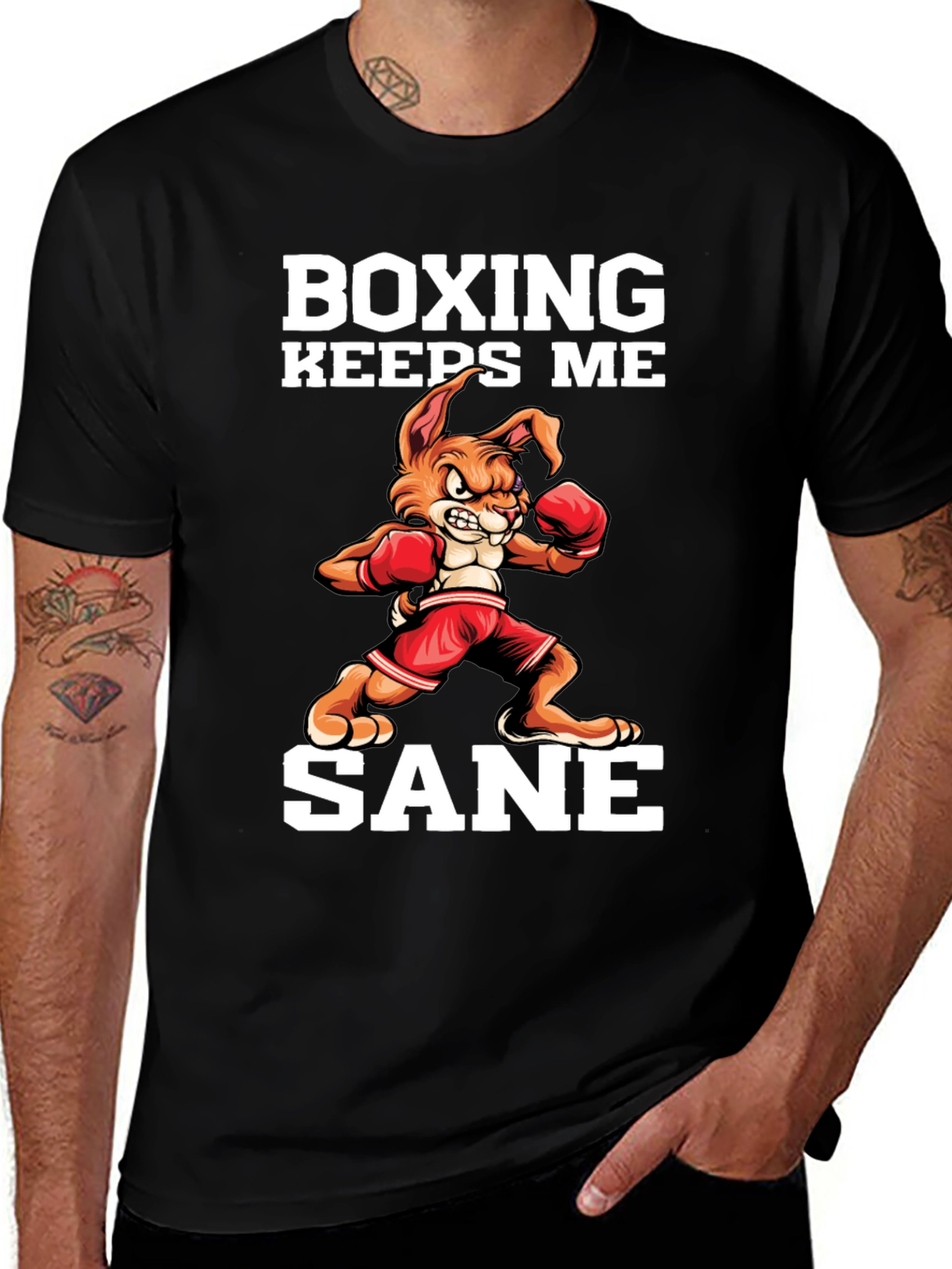 Boxing Keeps Me Sane Black T-Shirt