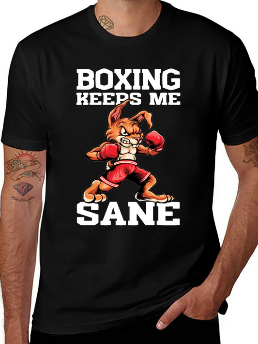Boxing Keeps Me Sane Black T-Shirt