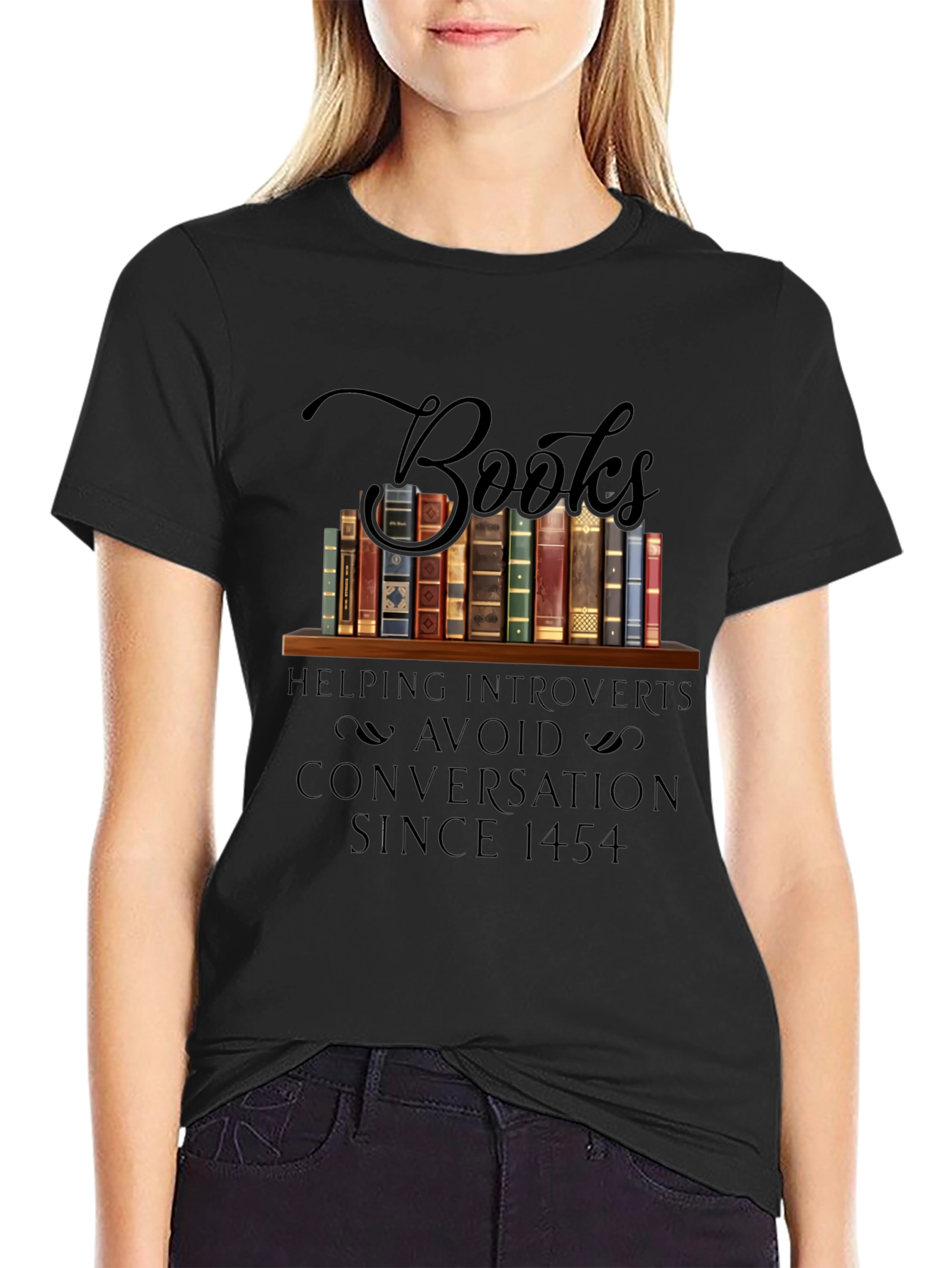 Introvert Book Lover T-Shirt: Avoid Conversations Since 1454