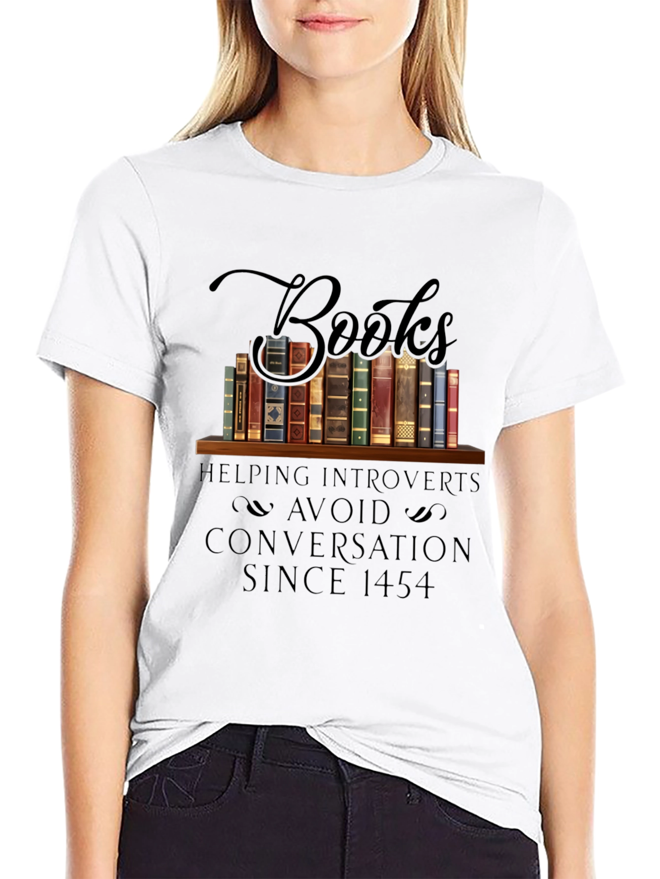 Introvert Book Lover T-Shirt: Avoid Conversations Since 1454