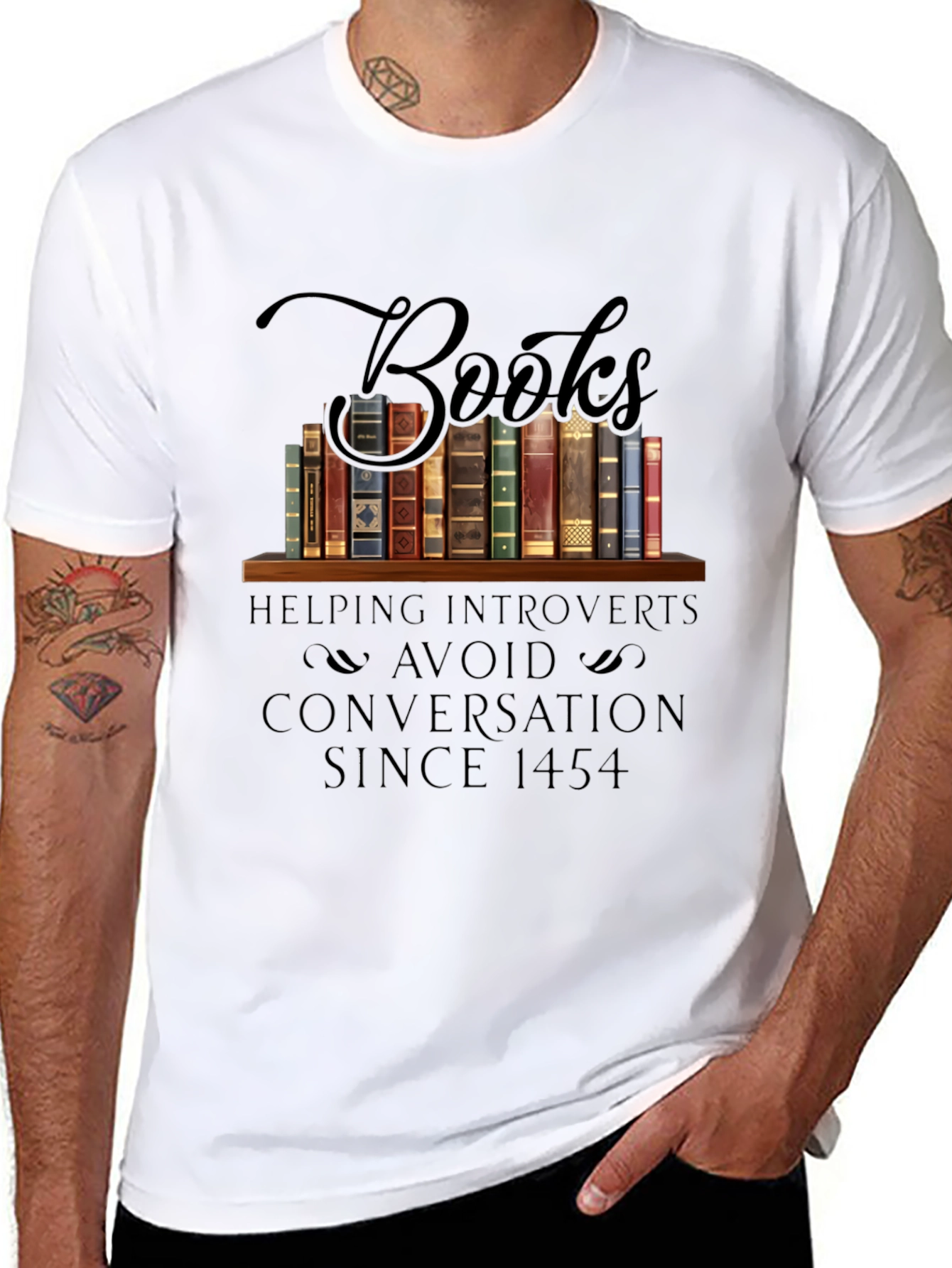 Introvert Book Lover T-Shirt: Avoid Conversations Since 1454