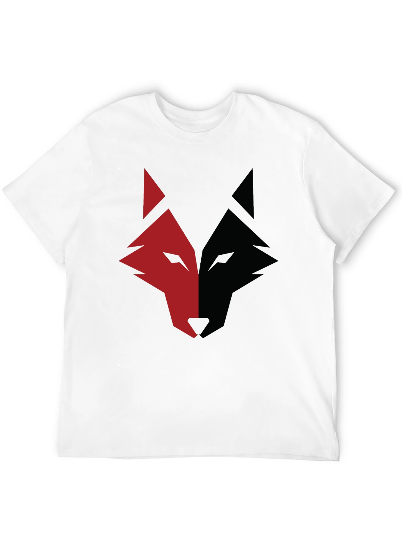 Red and Black Wolf Graphic Print T-Shirt