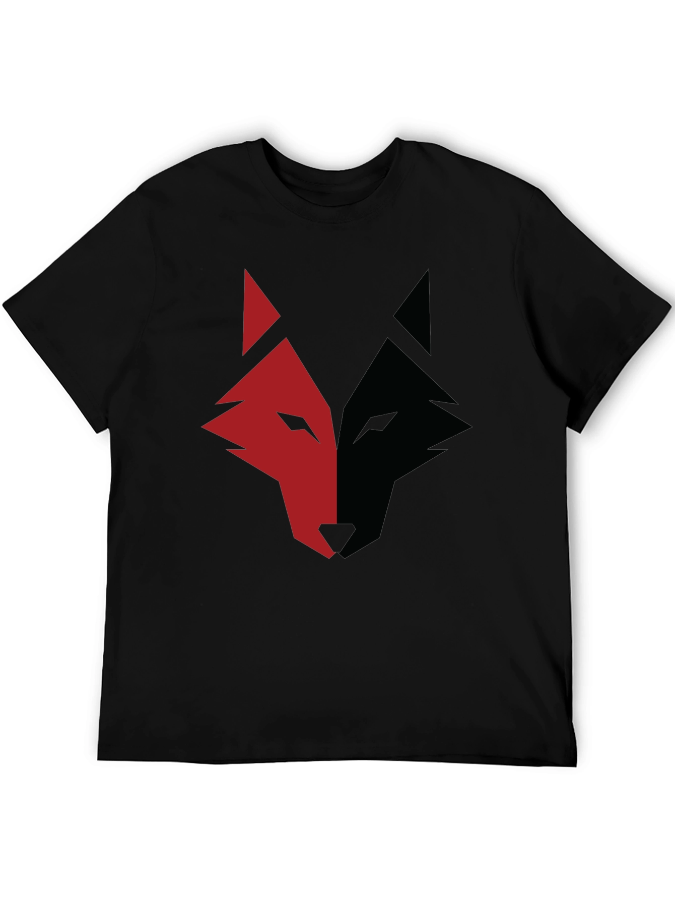 Red and Black Wolf Graphic Print T-Shirt