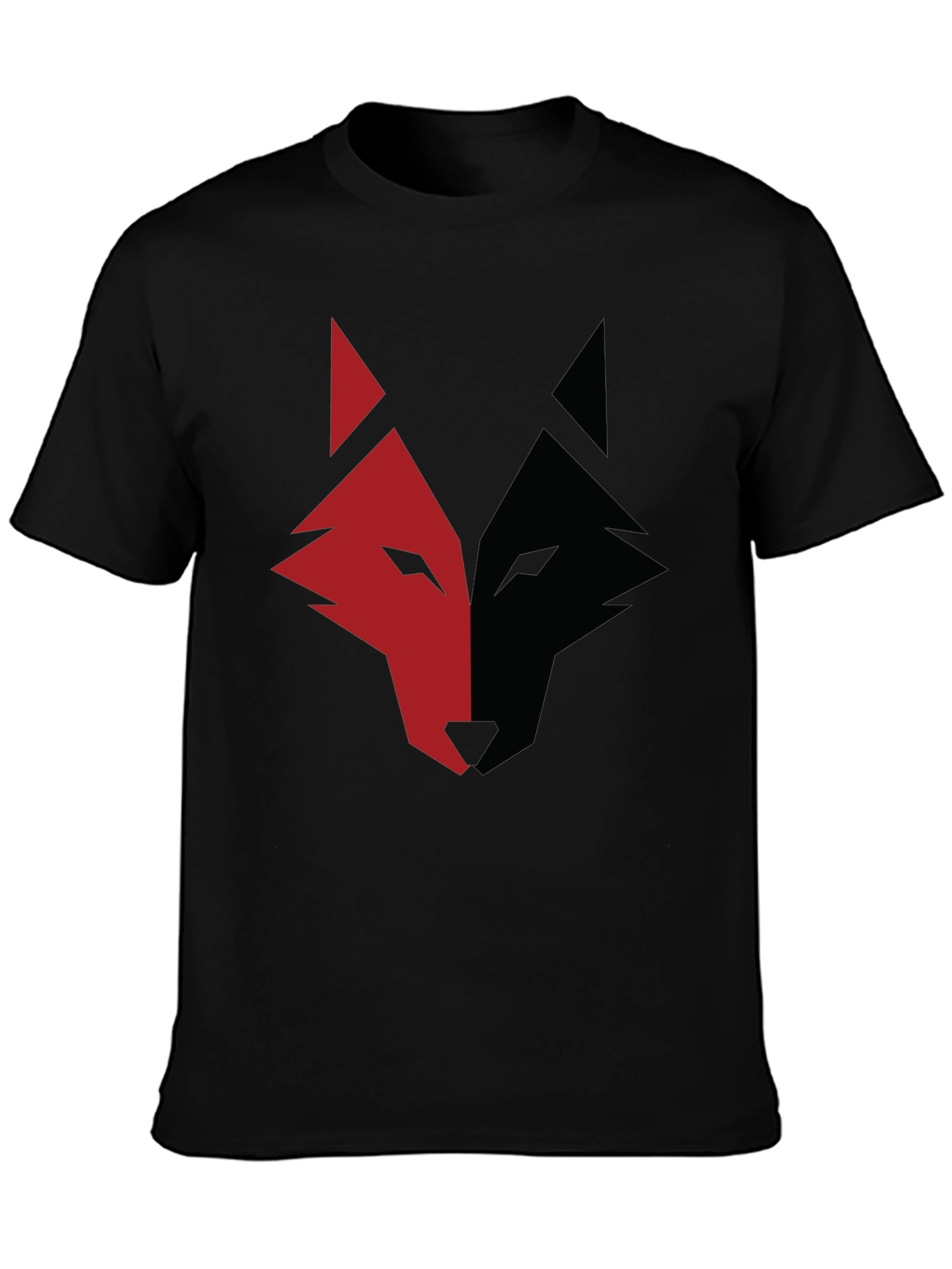 Red and Black Wolf Graphic Print T-Shirt