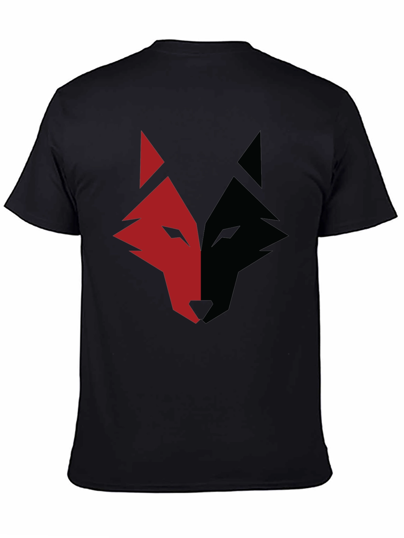 Red and Black Wolf Graphic Print T-Shirt