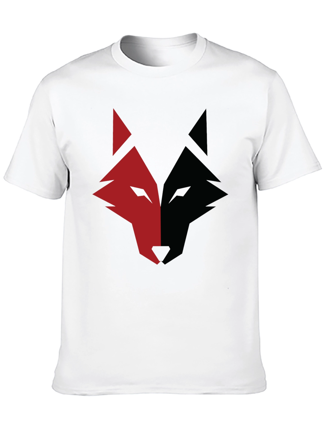 Red and Black Wolf Graphic Print T-Shirt
