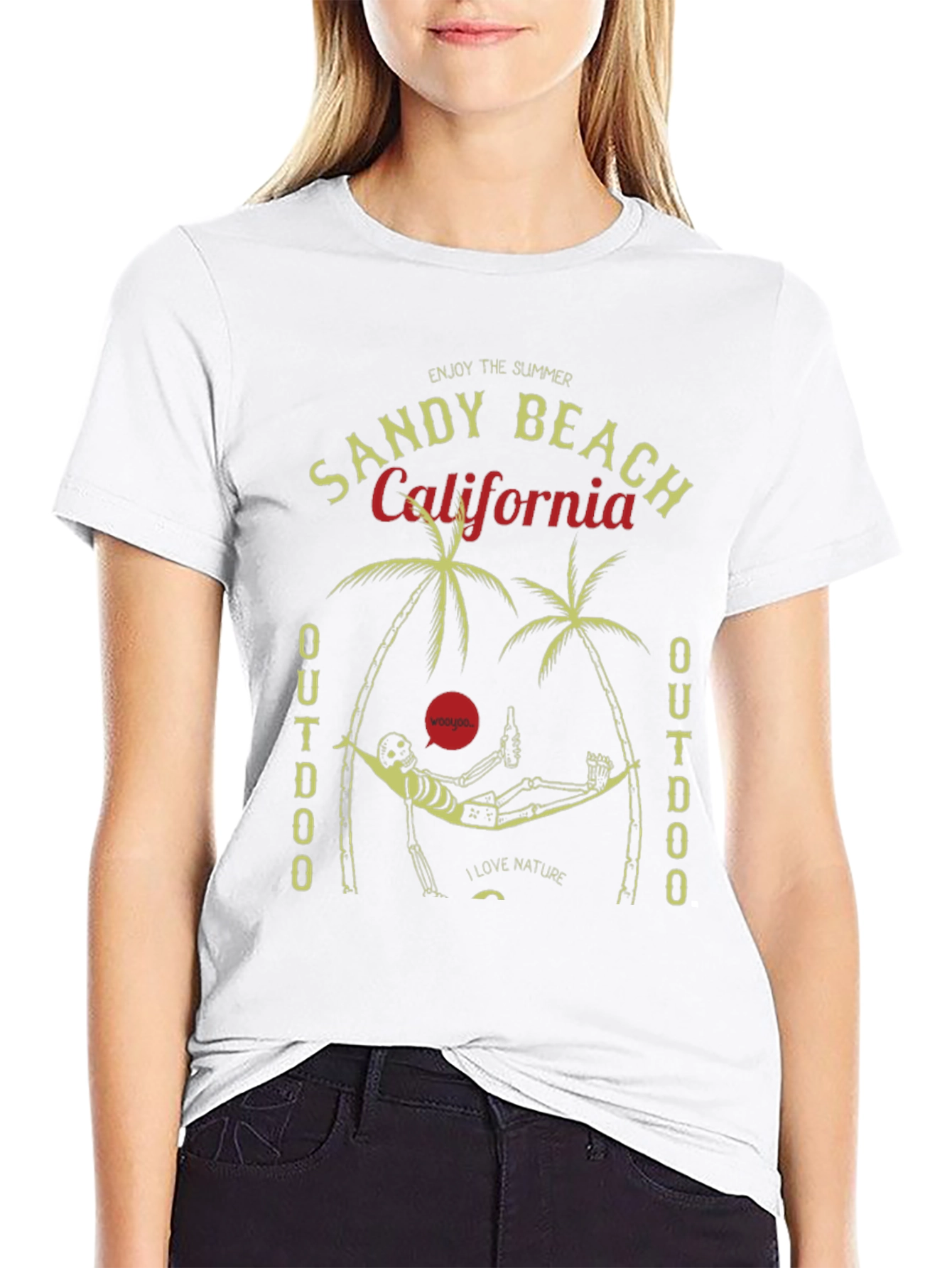 Sandy Beach California Skeleton Graphic Tee
