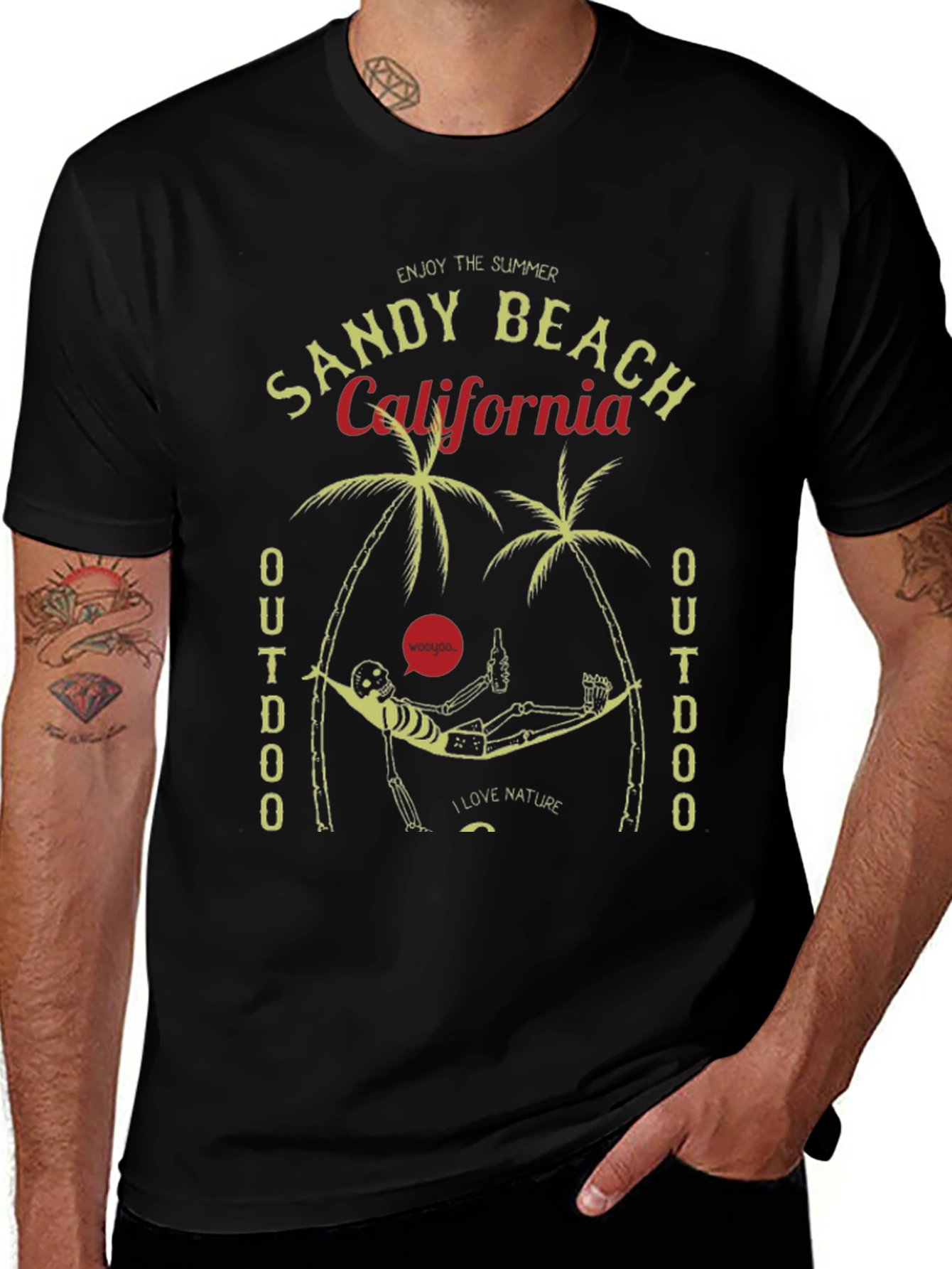 Sandy Beach California Skeleton Graphic Tee
