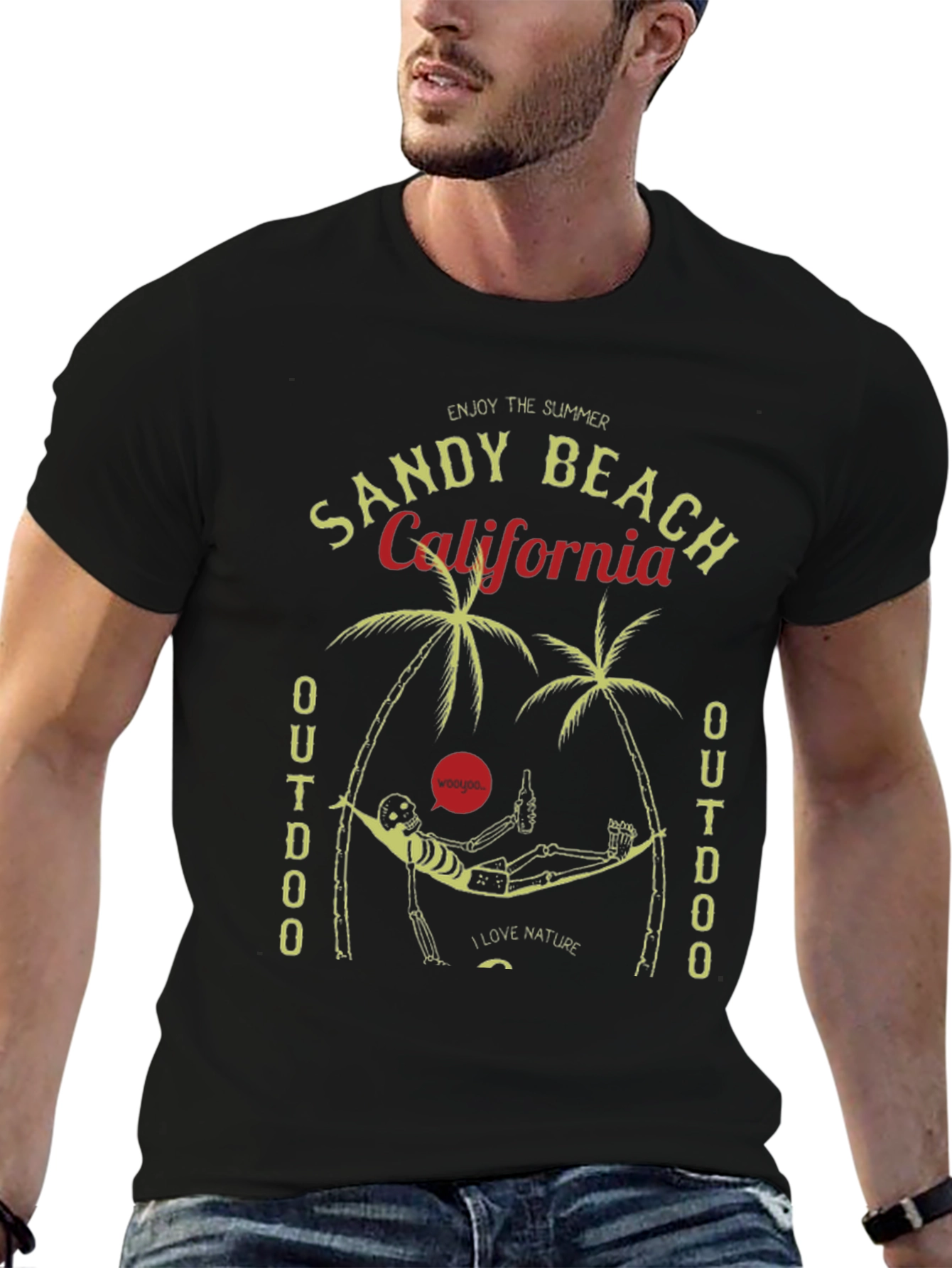 Sandy Beach California Skeleton Graphic Tee