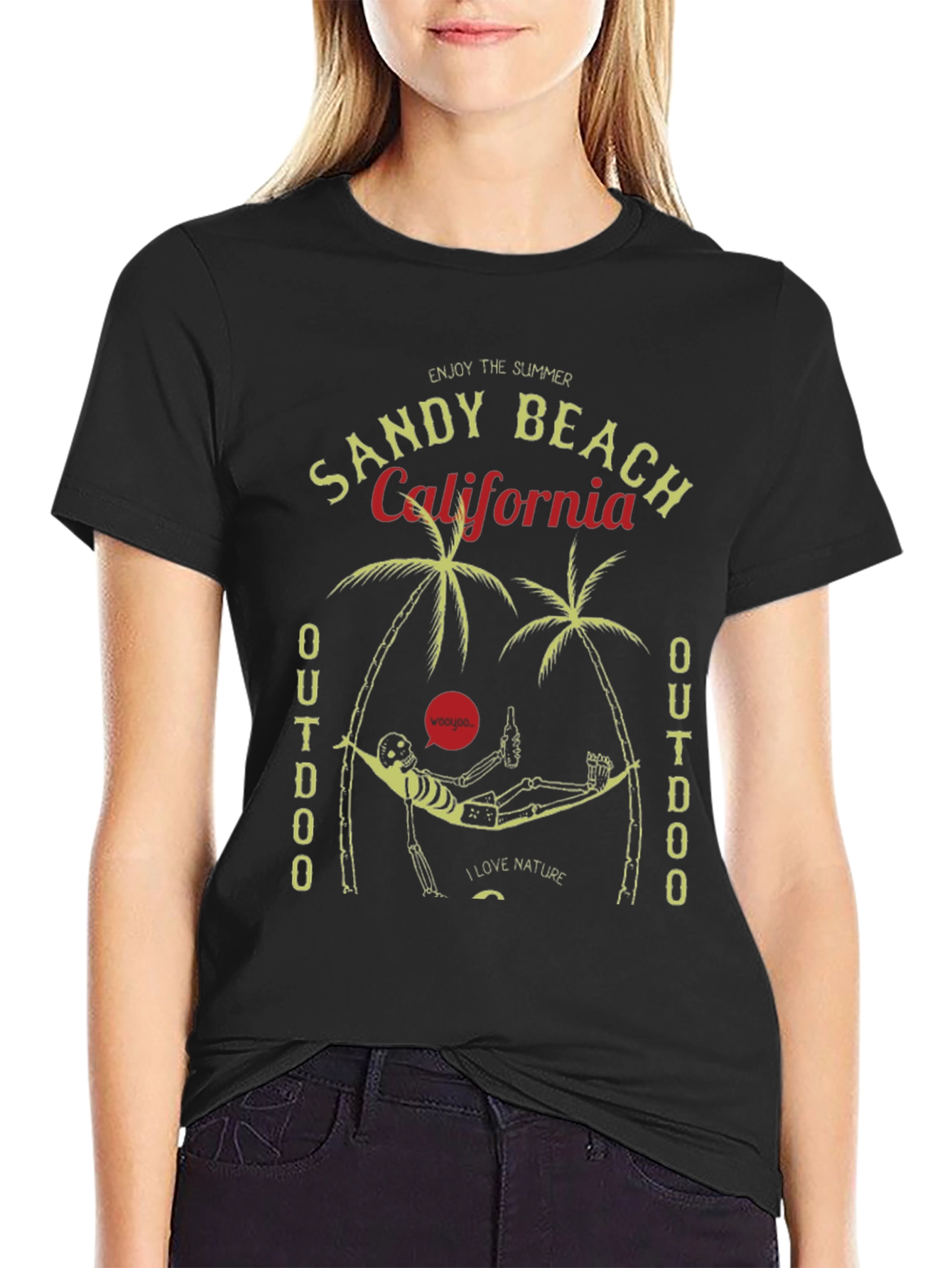 Sandy Beach California Skeleton Graphic Tee
