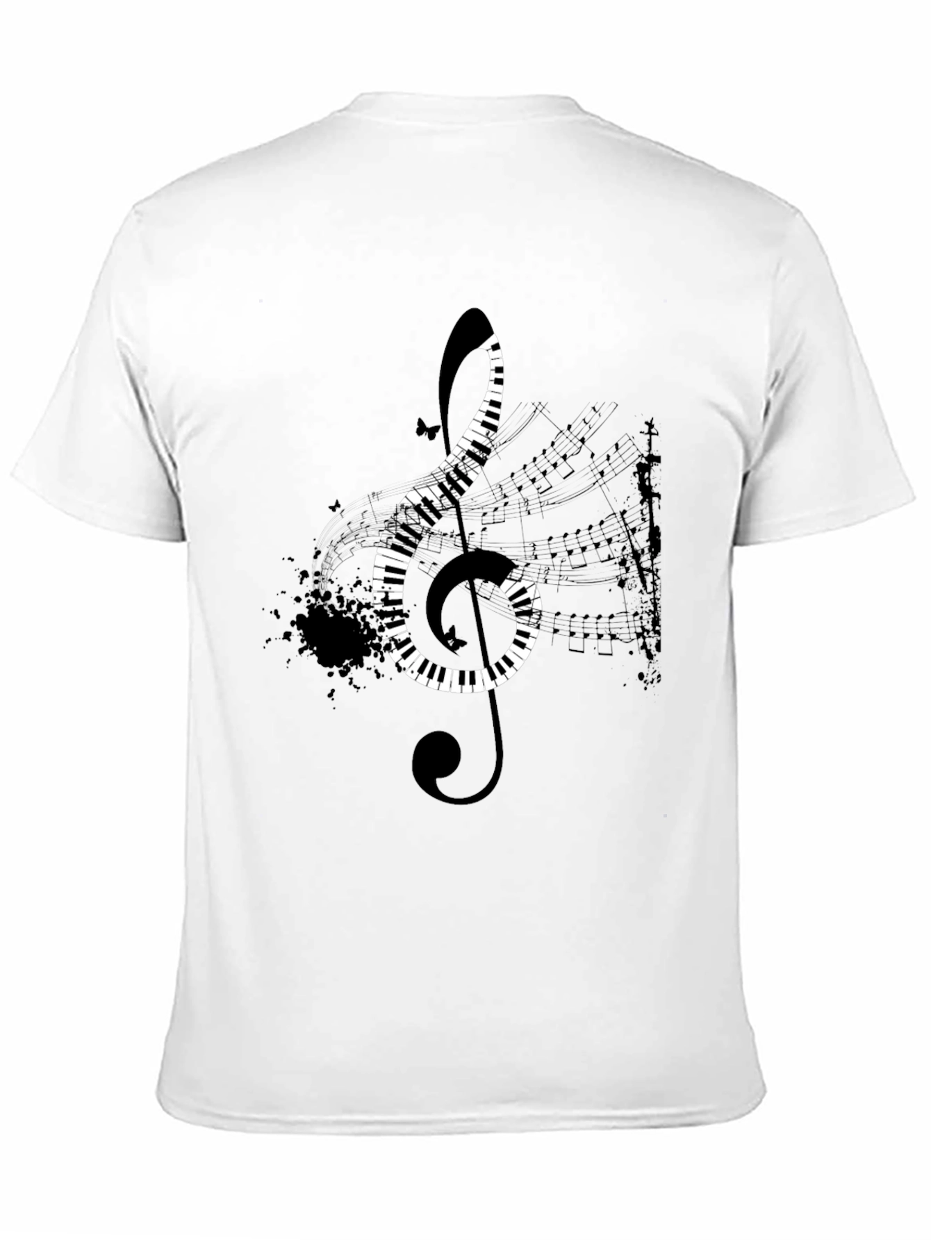 Piano Key Treble Clef Black T-Shirt