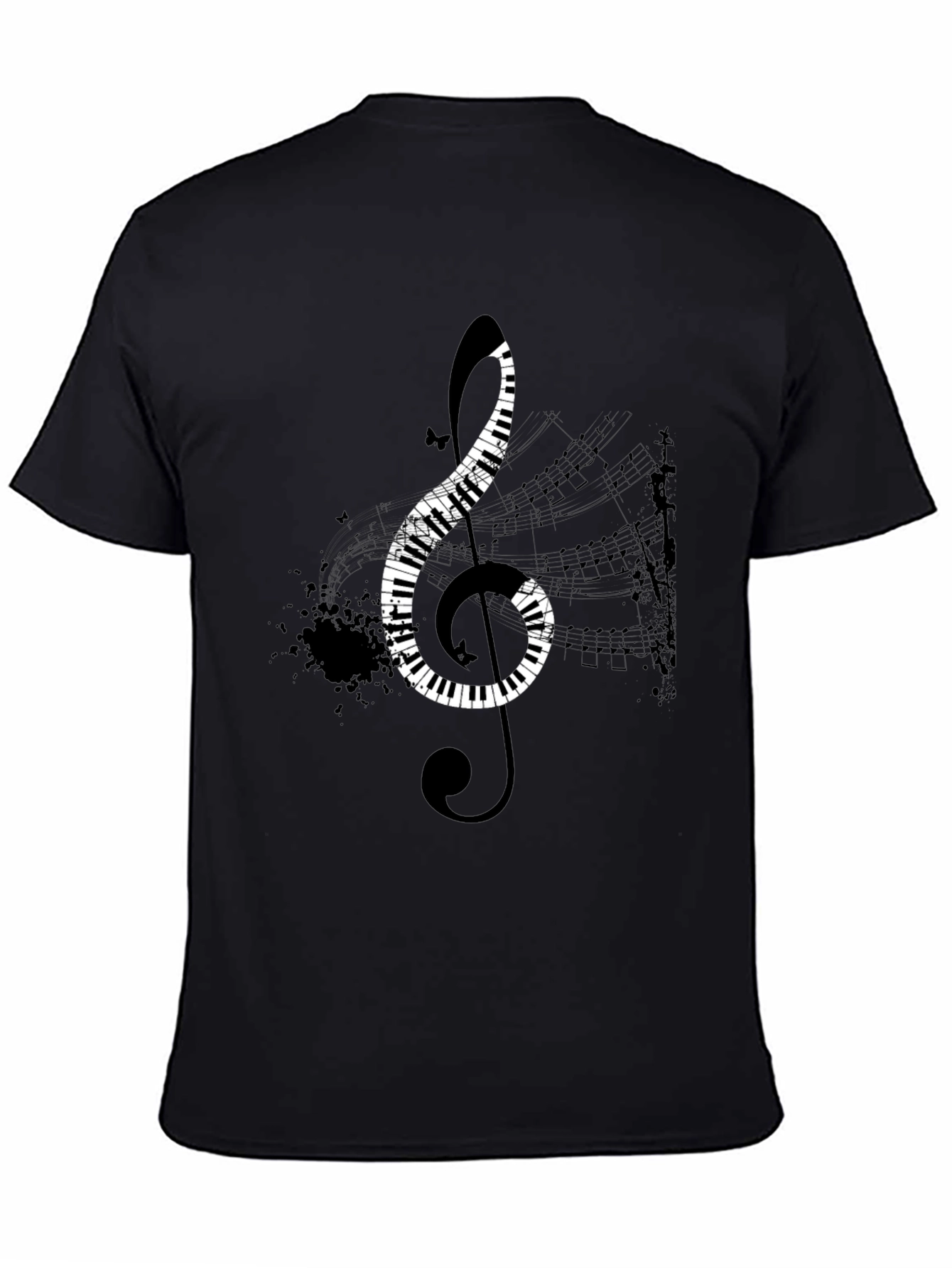 Piano Key Treble Clef Black T-Shirt