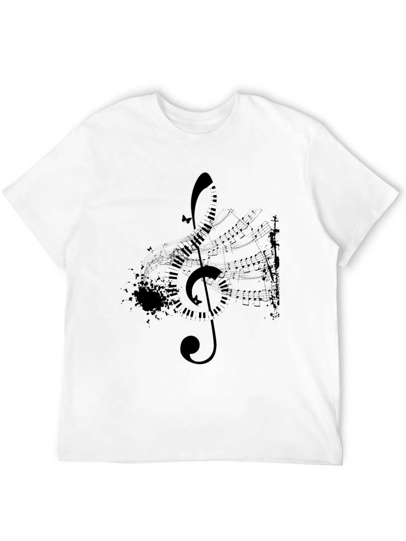 Piano Key Treble Clef Black T-Shirt