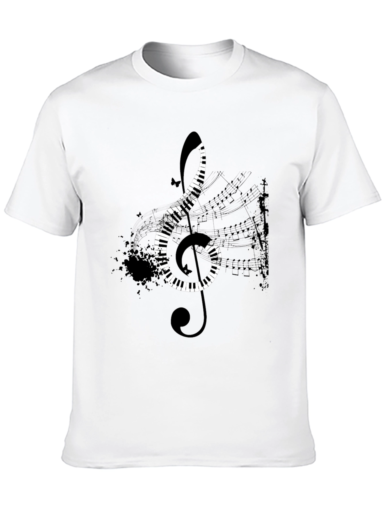Piano Key Treble Clef Black T-Shirt