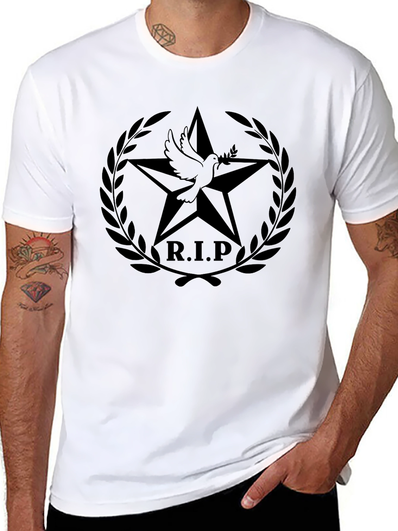 R.I.P Star Dove Graphic Black T-Shirt