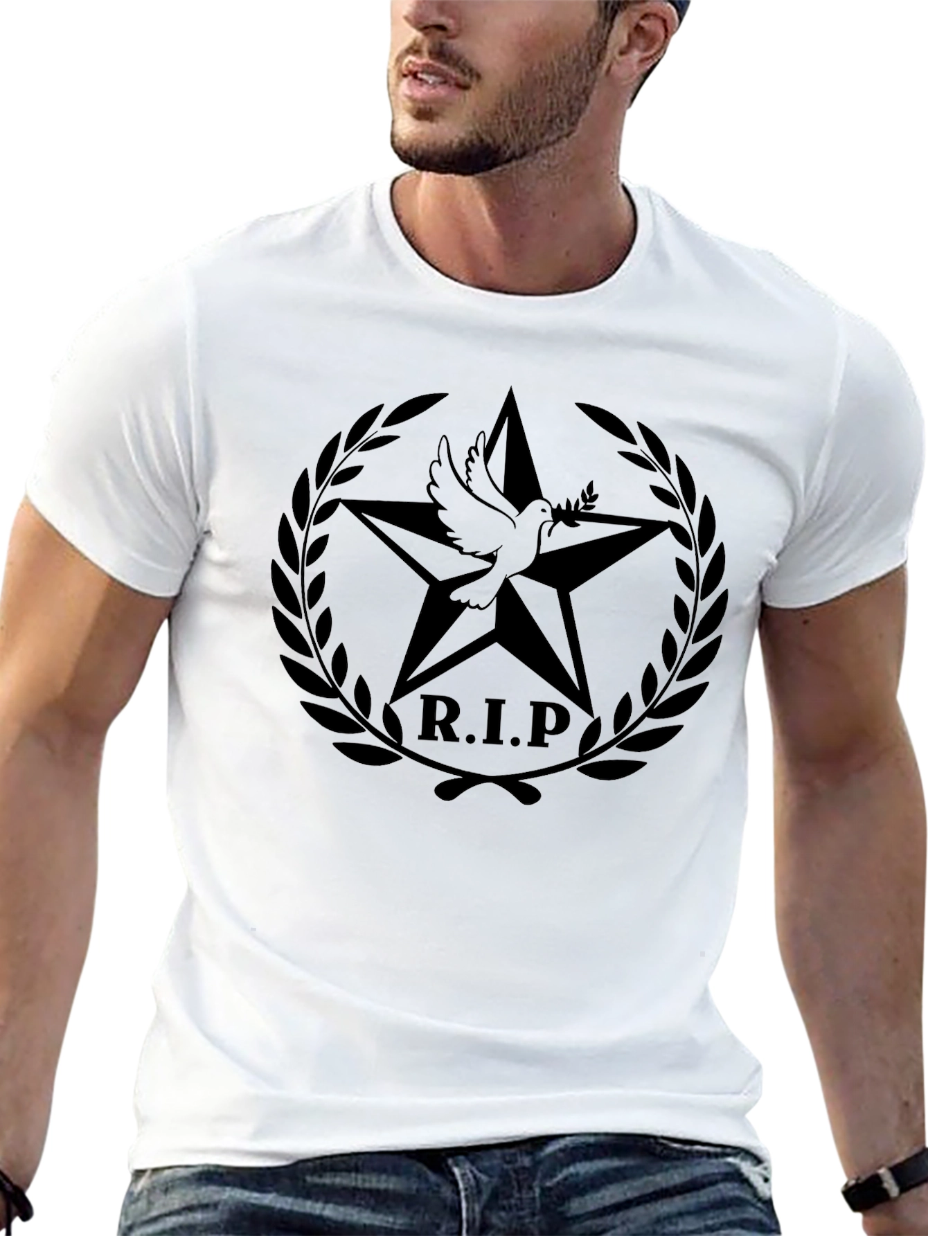 R.I.P Star Dove Graphic Black T-Shirt