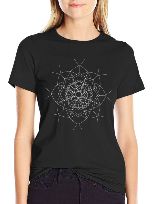 Geometric Mandala Graphic Tee - Black Cotton T-Shirt