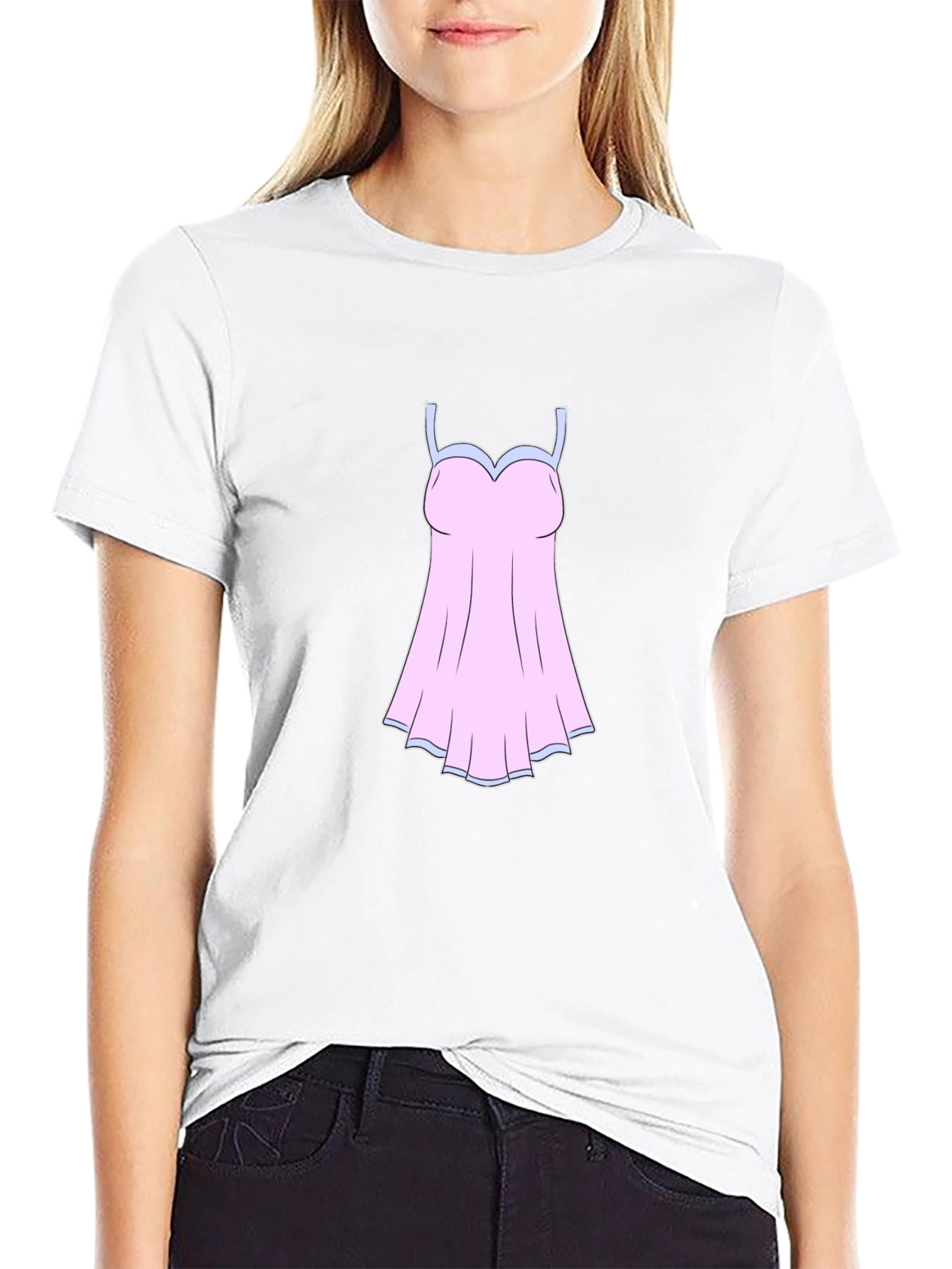 Novelty Black T-Shirt with Nightgown Graphic
