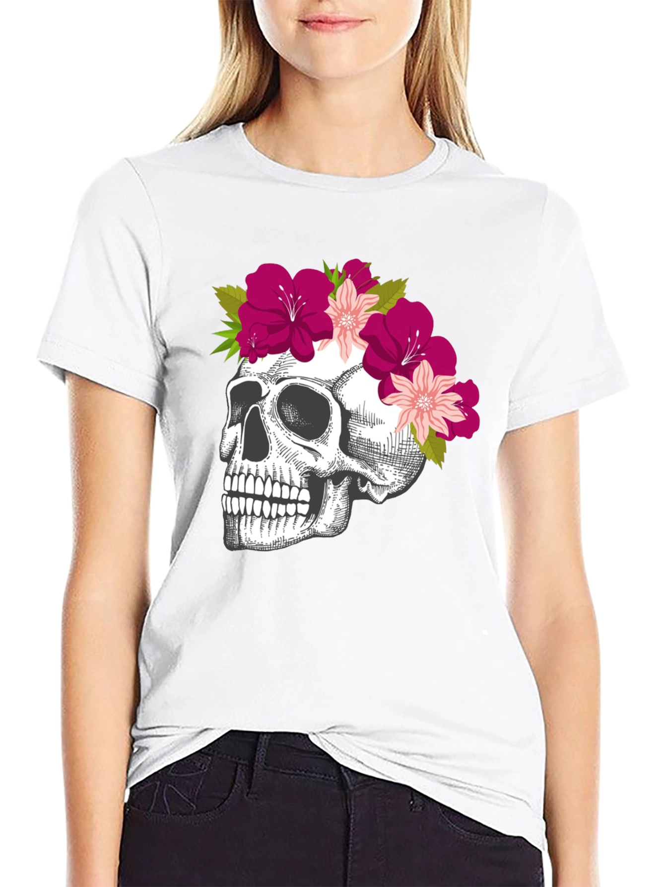 Floral Skull Graphic Tee - Unique & Stylish