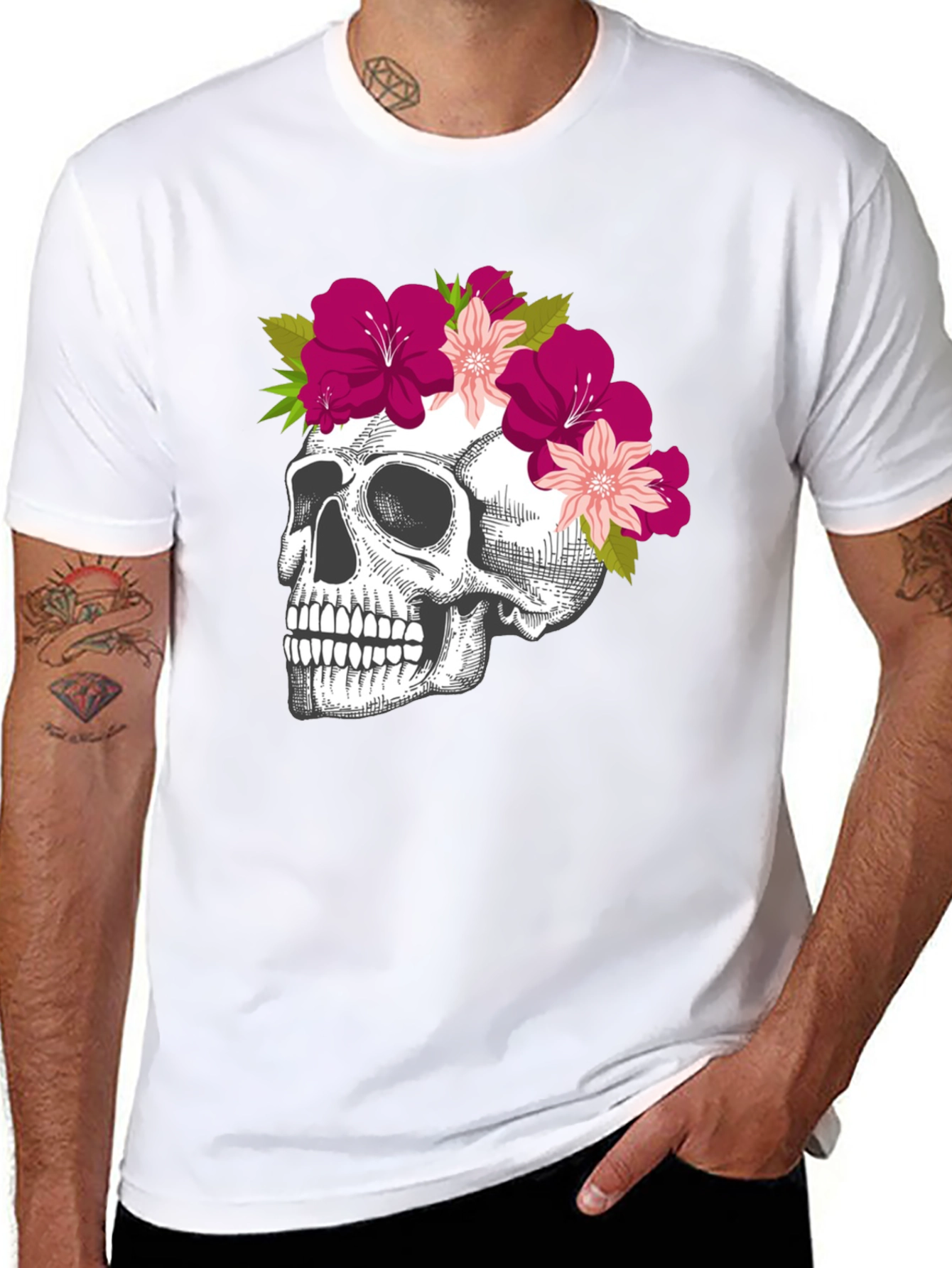 Floral Skull Graphic Tee - Unique & Stylish