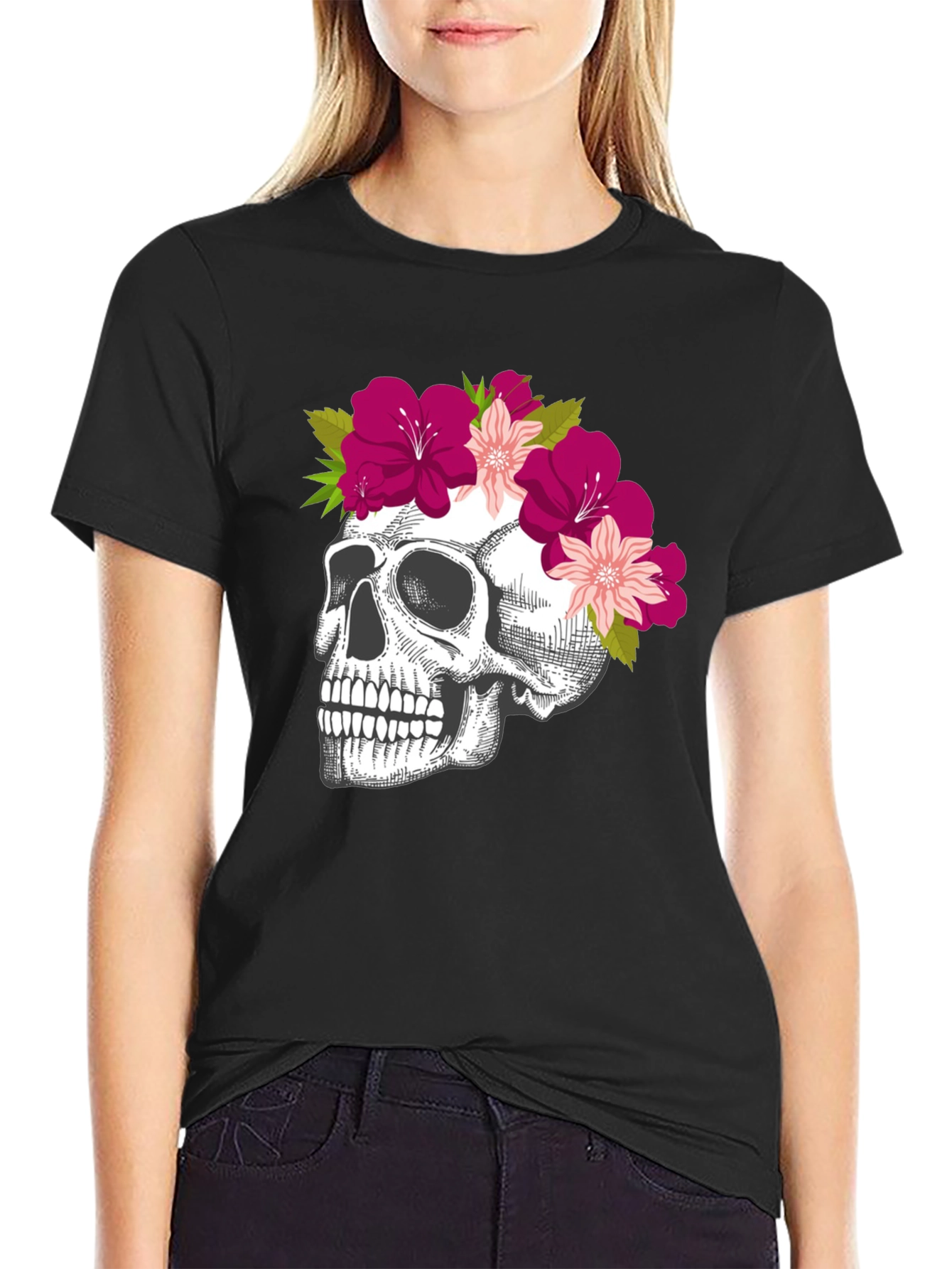 Floral Skull Graphic Tee - Unique & Stylish